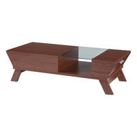 COUCHTISCH Ljusdal 120/55/33 cm - Walnussfarben, Glas/Holzwerkstoff (55/120/33cm) - [en.casa]