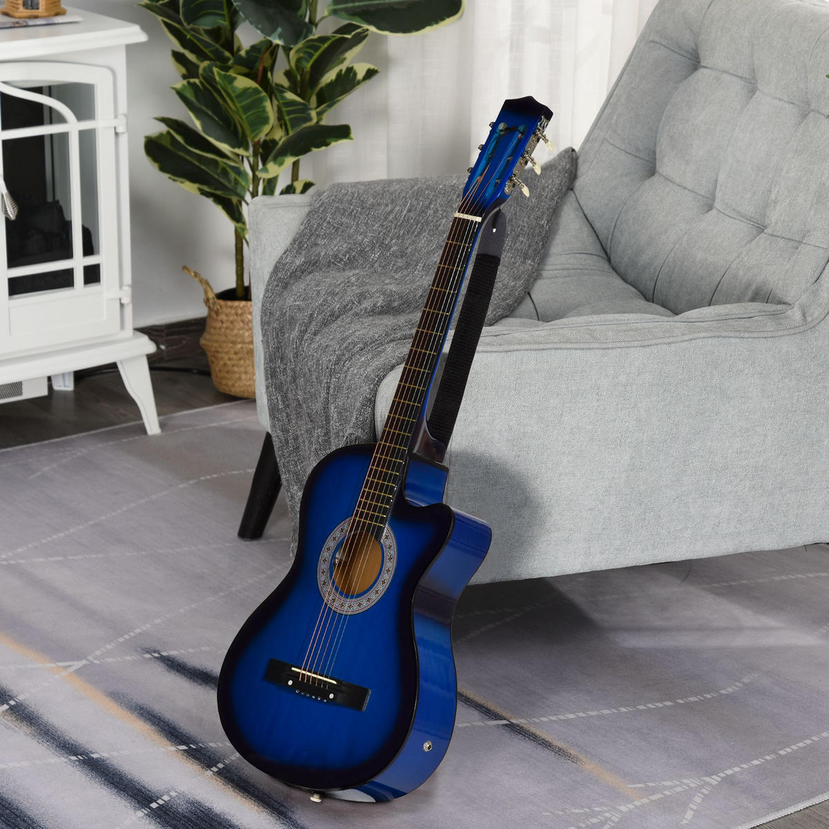 ELEKTRISCHE GITARRE DE-18665 Blau/Schwarz - Blau, Holzwerkstoff (35.8/8.5/96.5cm) - ComfortXL