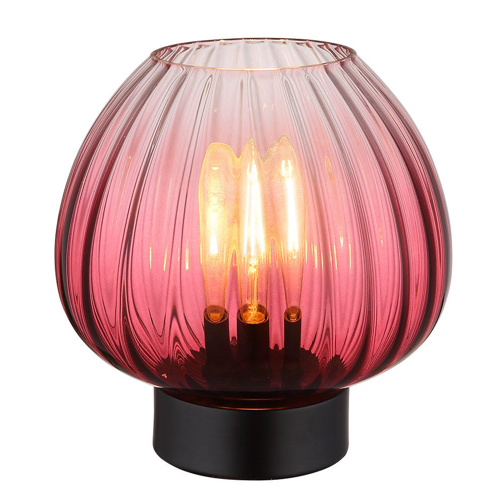 TISCHLEUCHTE SOLVEIG, Glas, rot/schwarz matt, Kabelschalter - Rot, Glas (23/23/23.5cm) - Globo Lighting