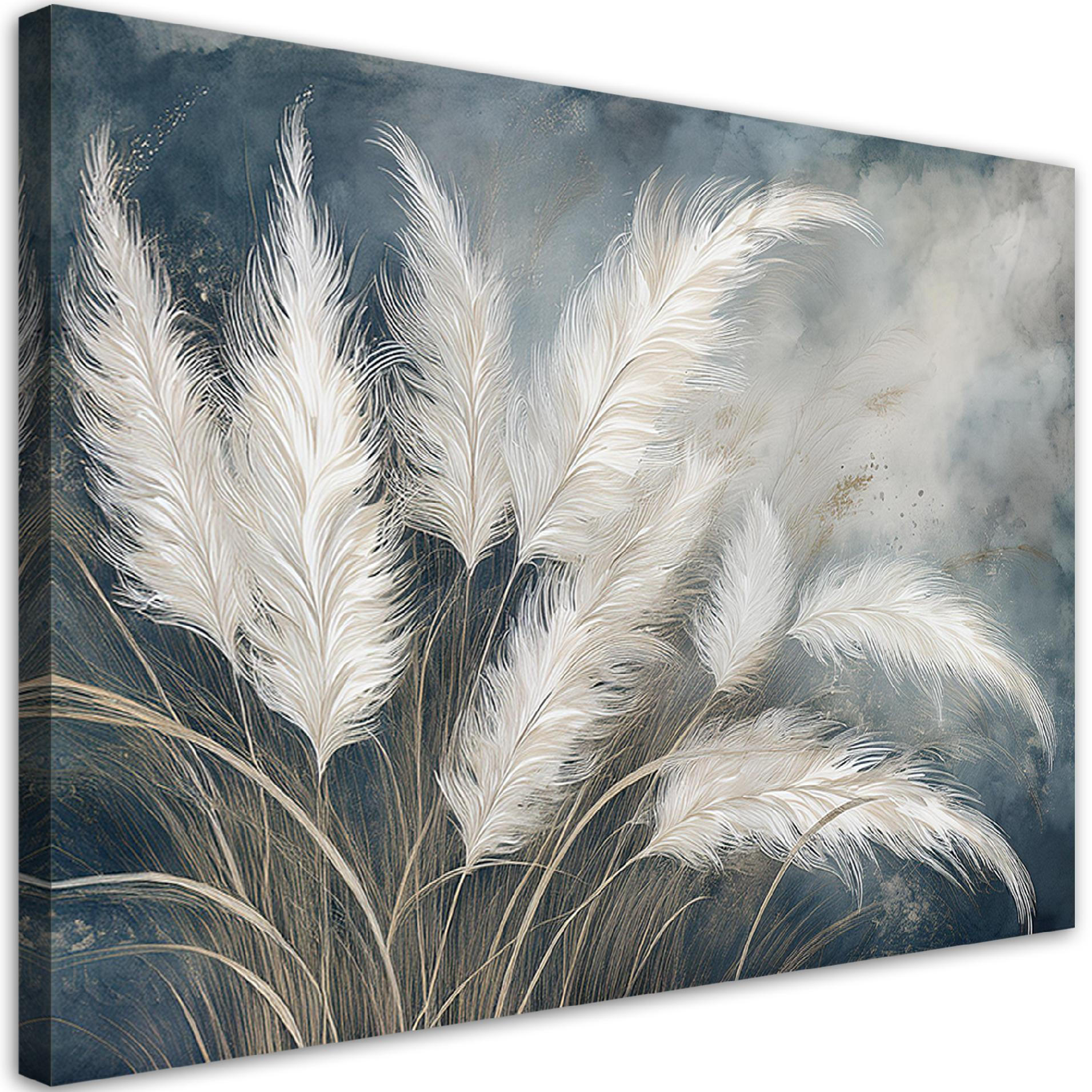 WANDBILD pampasgras botanik - Weiß, Textil (60/40cm) - Feeby