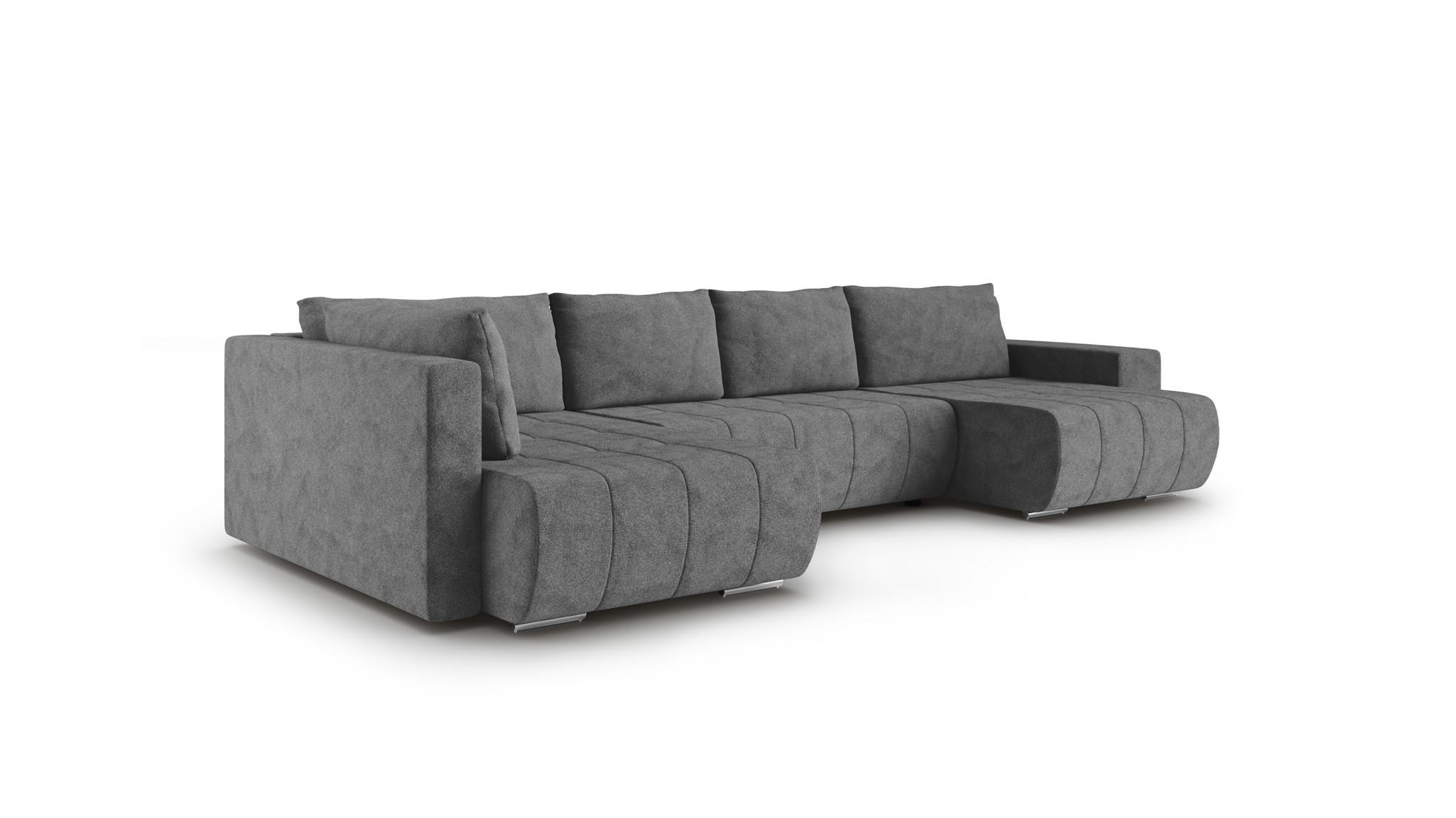 WOHNLANDSCHAFT Armanda - Dunkelgrau, Holzwerkstoff/Textil (392/83/185cm) - Fun Möbel