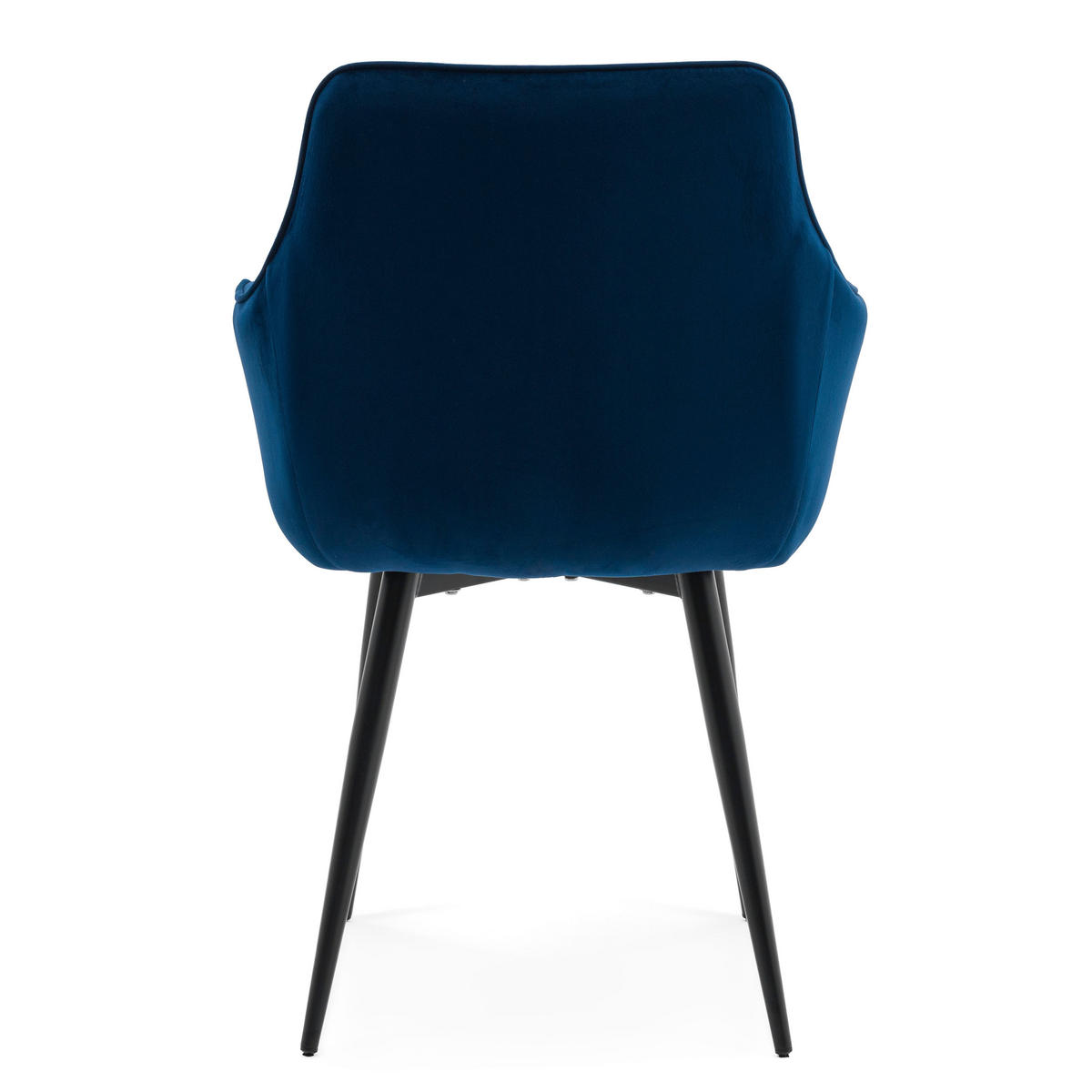 STUHL QUATTRO gepolstert mit Steppung - dunkelblau - Samt Velours - Schwarz/Dunkelblau, Textil/Metall (58/88/58cm) - NEW HOME
