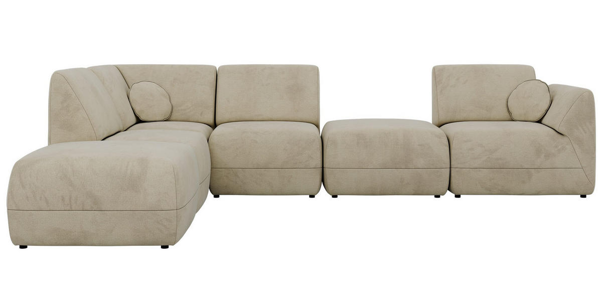 ROHOVÁ SEDAČKA NOARA 6M L Béžová Samet - Vľavo - čierna/béžová, textil/plast (244/355cm) - MKS