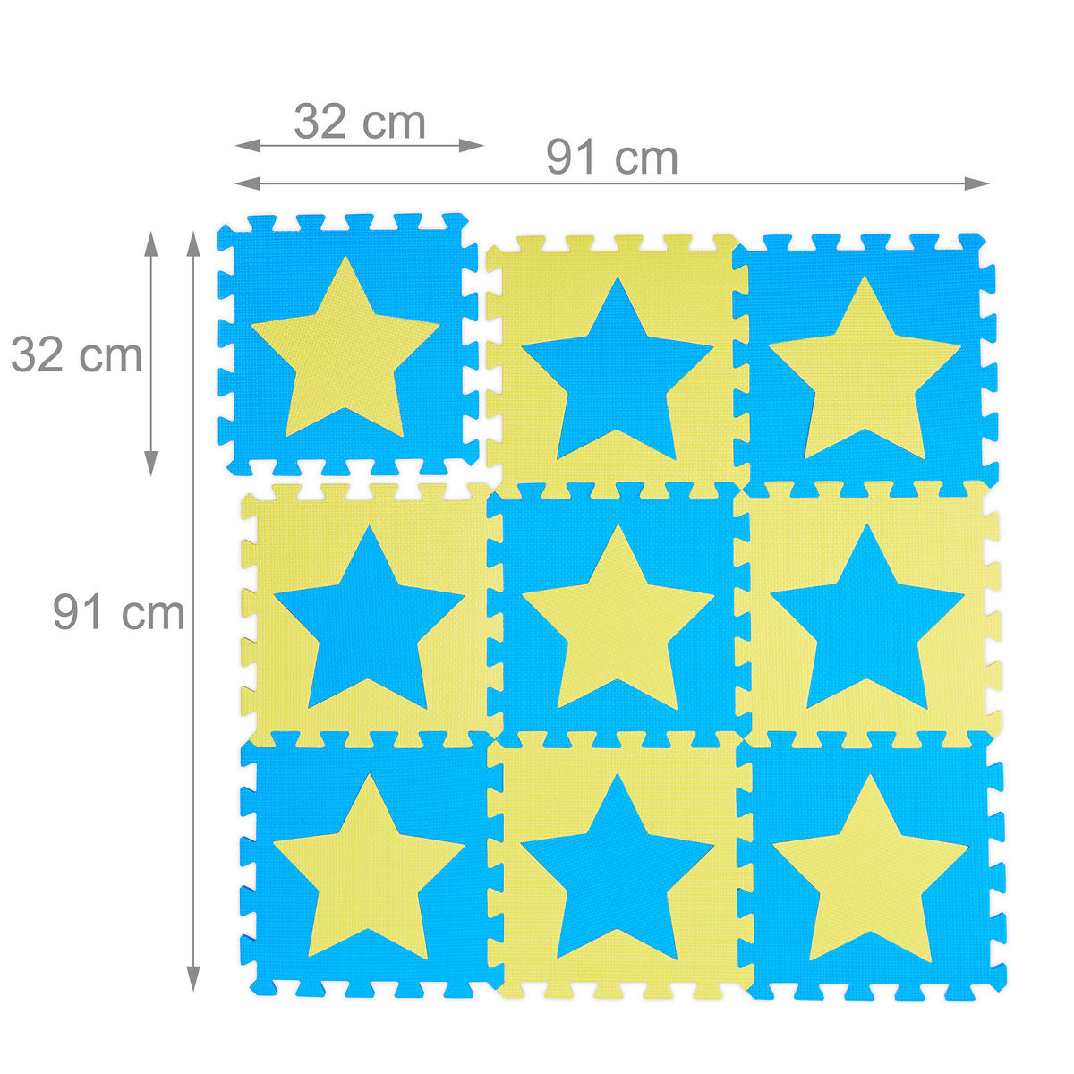 9XPUZZLEMATTE - Blau/Gelb, Kunststoff (32/32cm) - Relaxdays