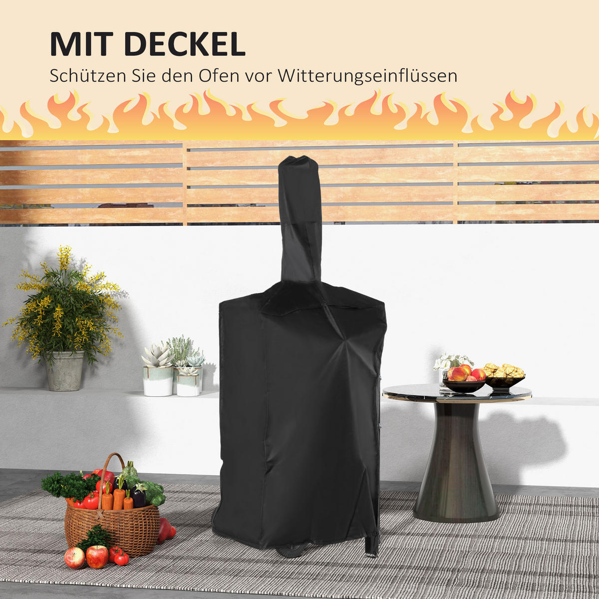PIZZAOFEN, Stahl, Schwarz - Schwarz, Metall (45/158/66cm) - Outsunny