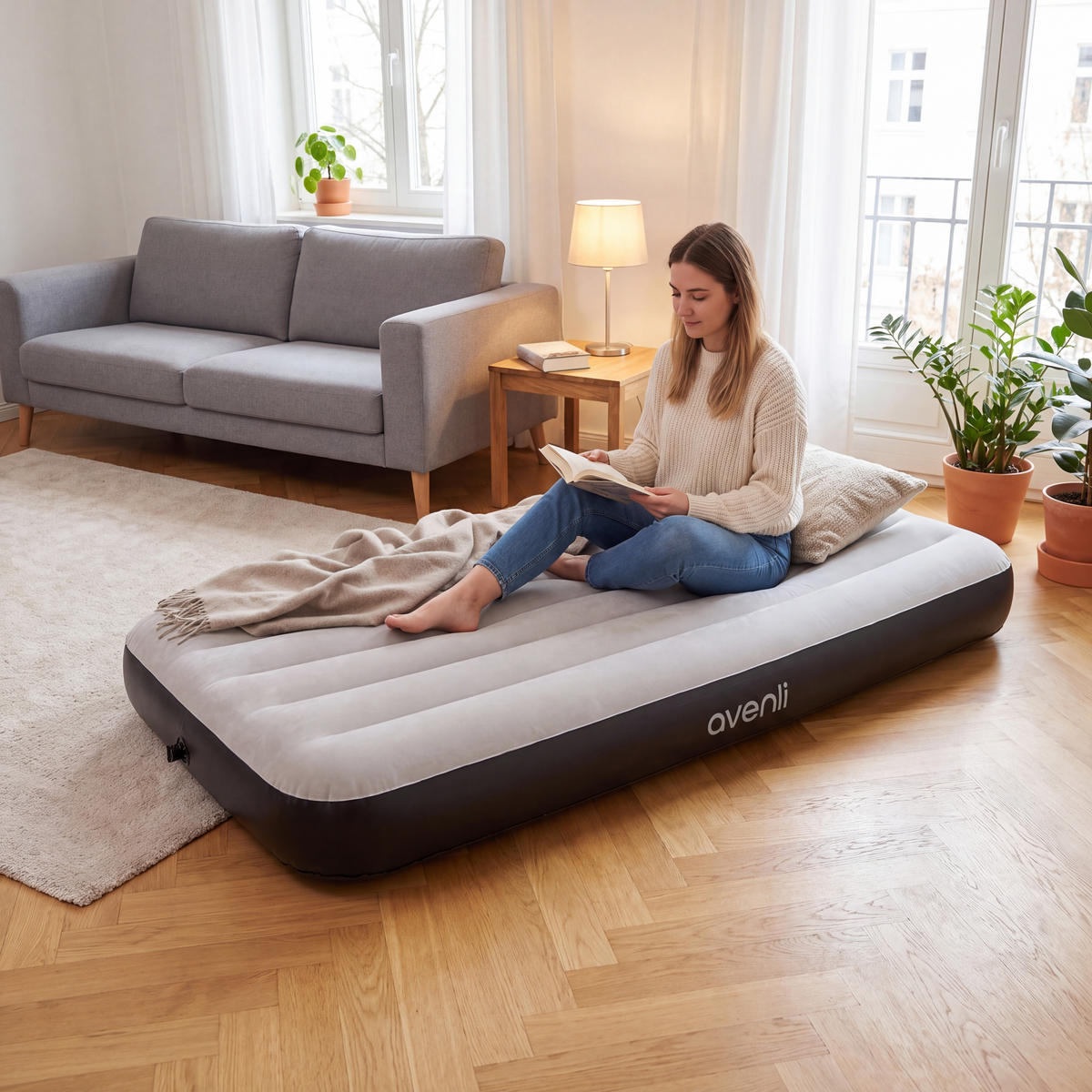 LUFTBETT Luftmatratze Camping BeamRest grau 191x99x25cm - Grau, Kunststoff (99/191cm) - Avenli