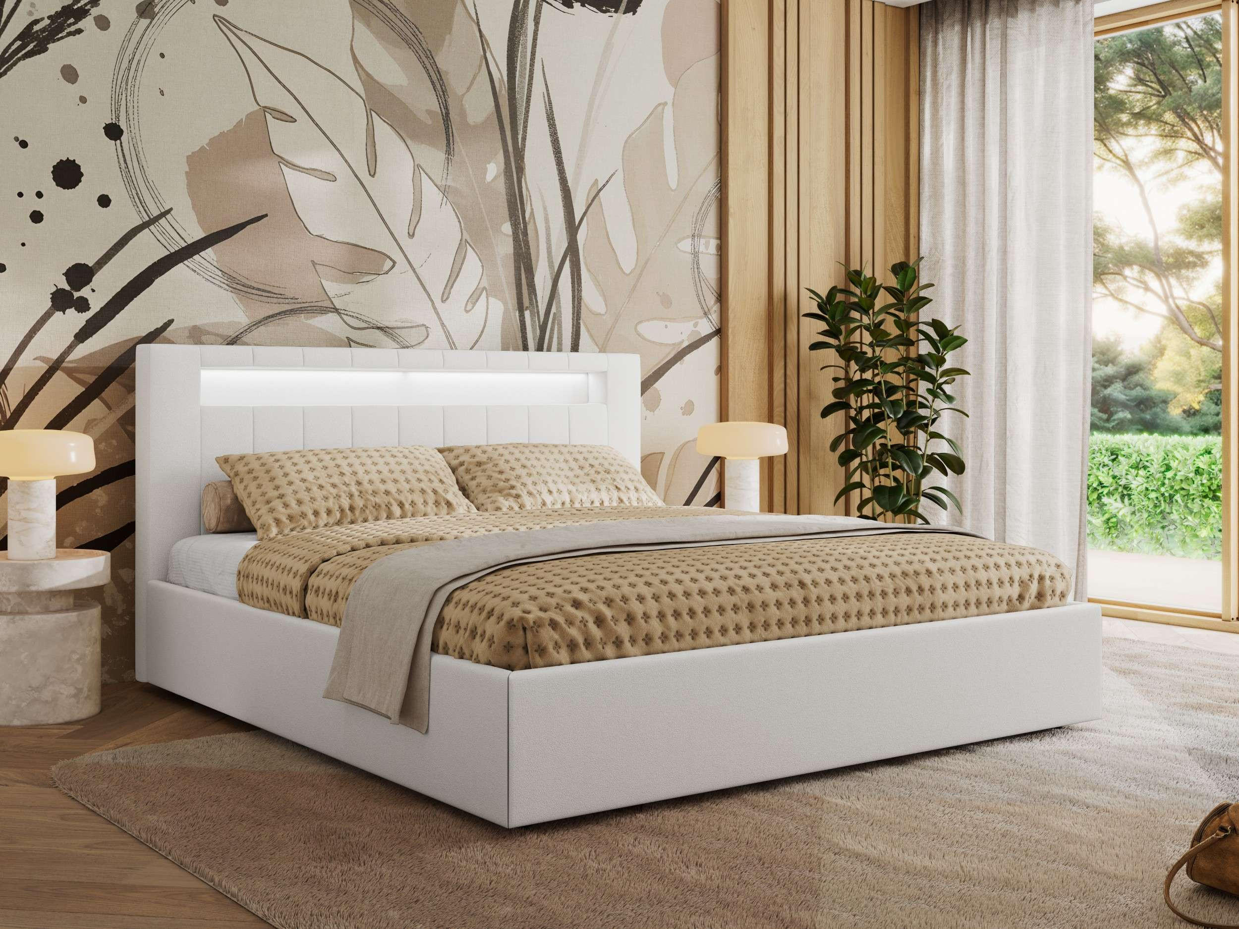 POLSTERBETT GOLD 5 CLASSIC 140/200 - Weiß Kunstleder - Multipocket-Matratze - Weiß, Textil (140/200cm) - MKS
