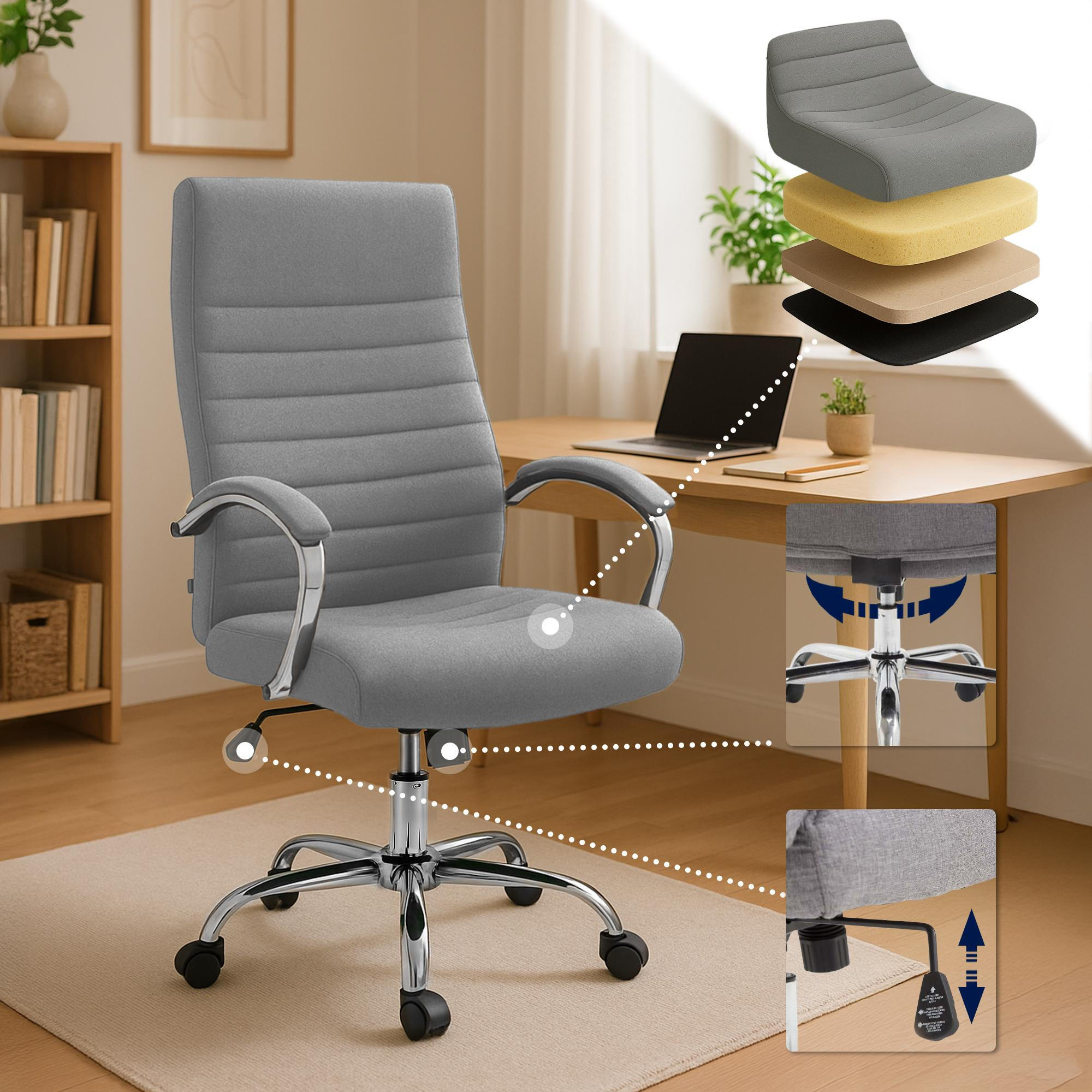 CHEFSESSEL Stoff Grau - Grau, Textil/Metall (60/110/68cm) - CLP