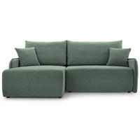 ECKSOFA Netarro, Salbeigrün Chenille, linksseitig - Schwarz/Hellgrün, Kunststoff/Textil (198/147cm) - Selsey