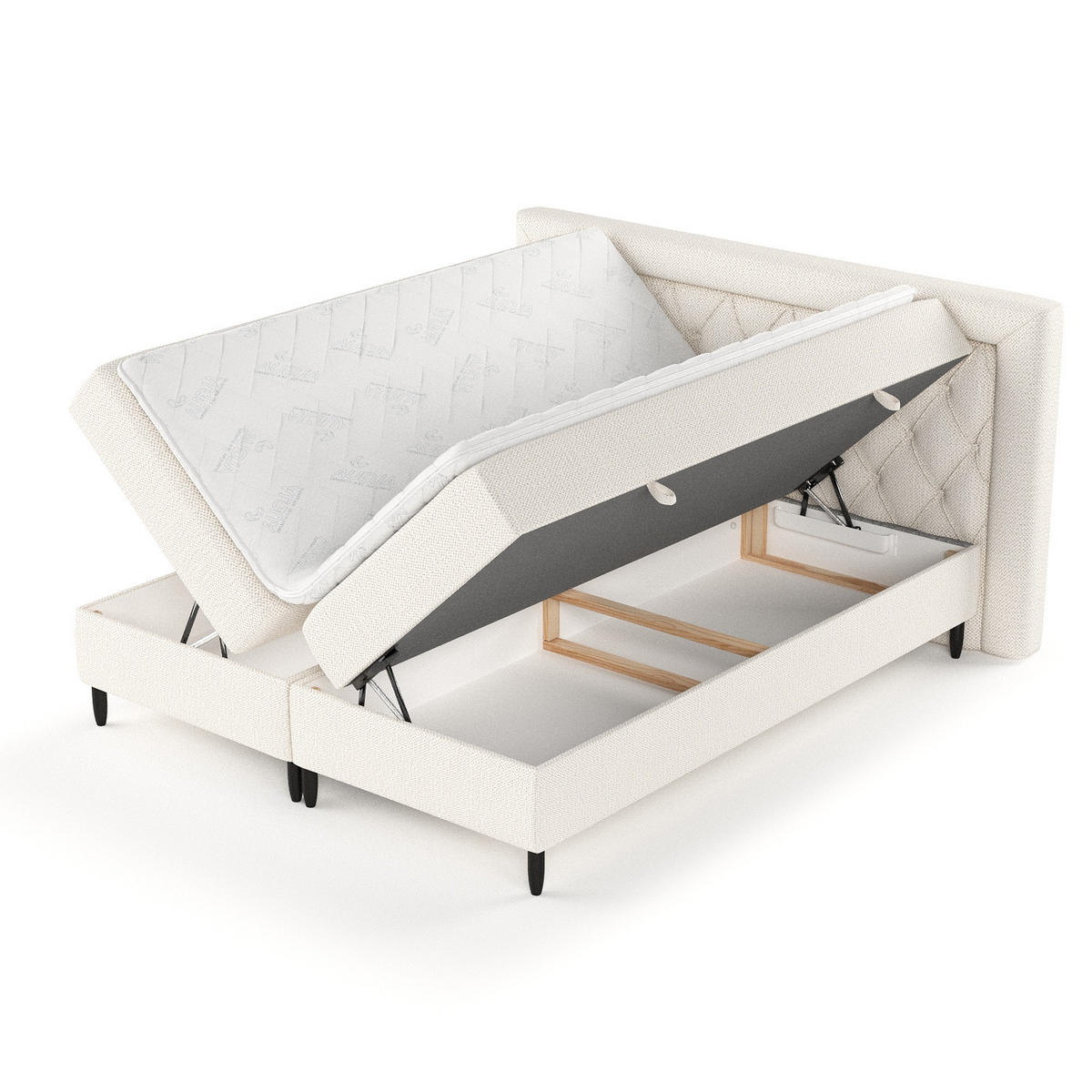BOXBETT Avani Creme 160/200 cm - Creme/Schwarz, Holz/Holzwerkstoff (160/200cm) - Maison de Reve