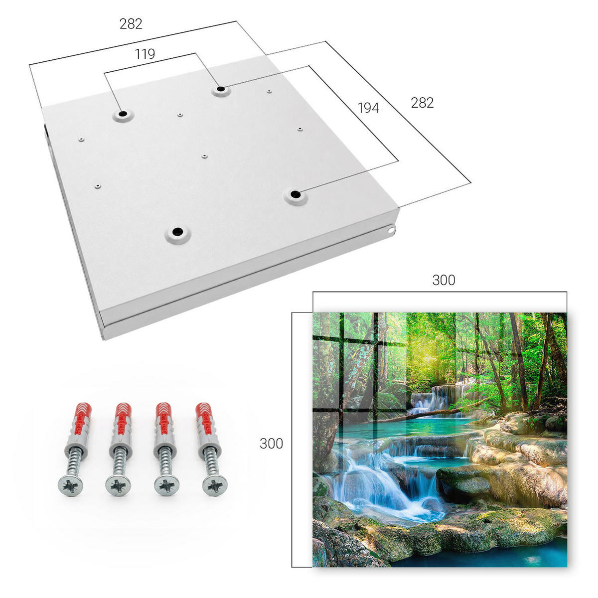 SCHLÜSSELBOX Weiß 30x30 cm – Türöffnung nach rechts - Paradiesische Oase - Grün, Metall (30/30/5cm) - TULUP
