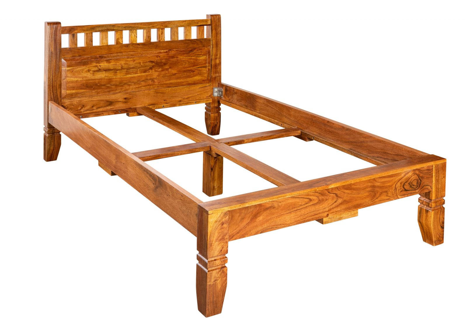 HOLZBETT Akazie 120x200x90 honig lackiert OXFORD #220 - Braun, Holz (120/200cm) - Massivmoebel24