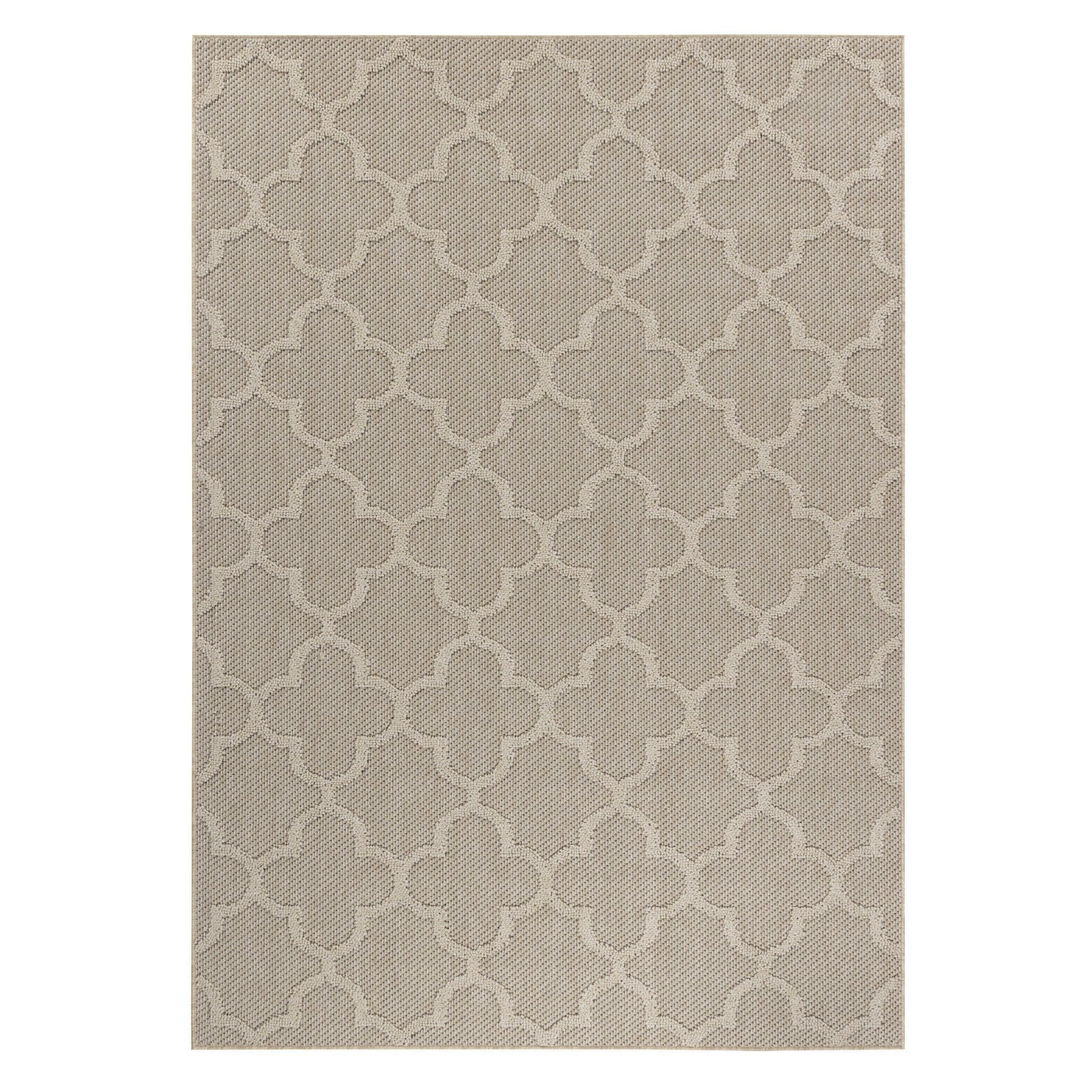 TEPPICH Outdoor Flachgewebe Skandi-Muster Polypropylen Balkon Beige Rechteckig 200x290 - Beige, Textil (200/290cm) - KADIMA DESIGN