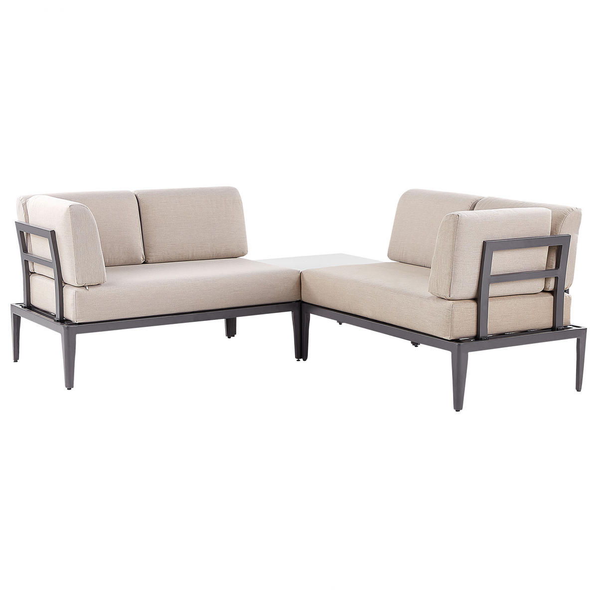 LOUNGE SET 6-Sitzer grau rechtsseitig modular Auflagen beige Rima III - Grau, Metall - Beliani
