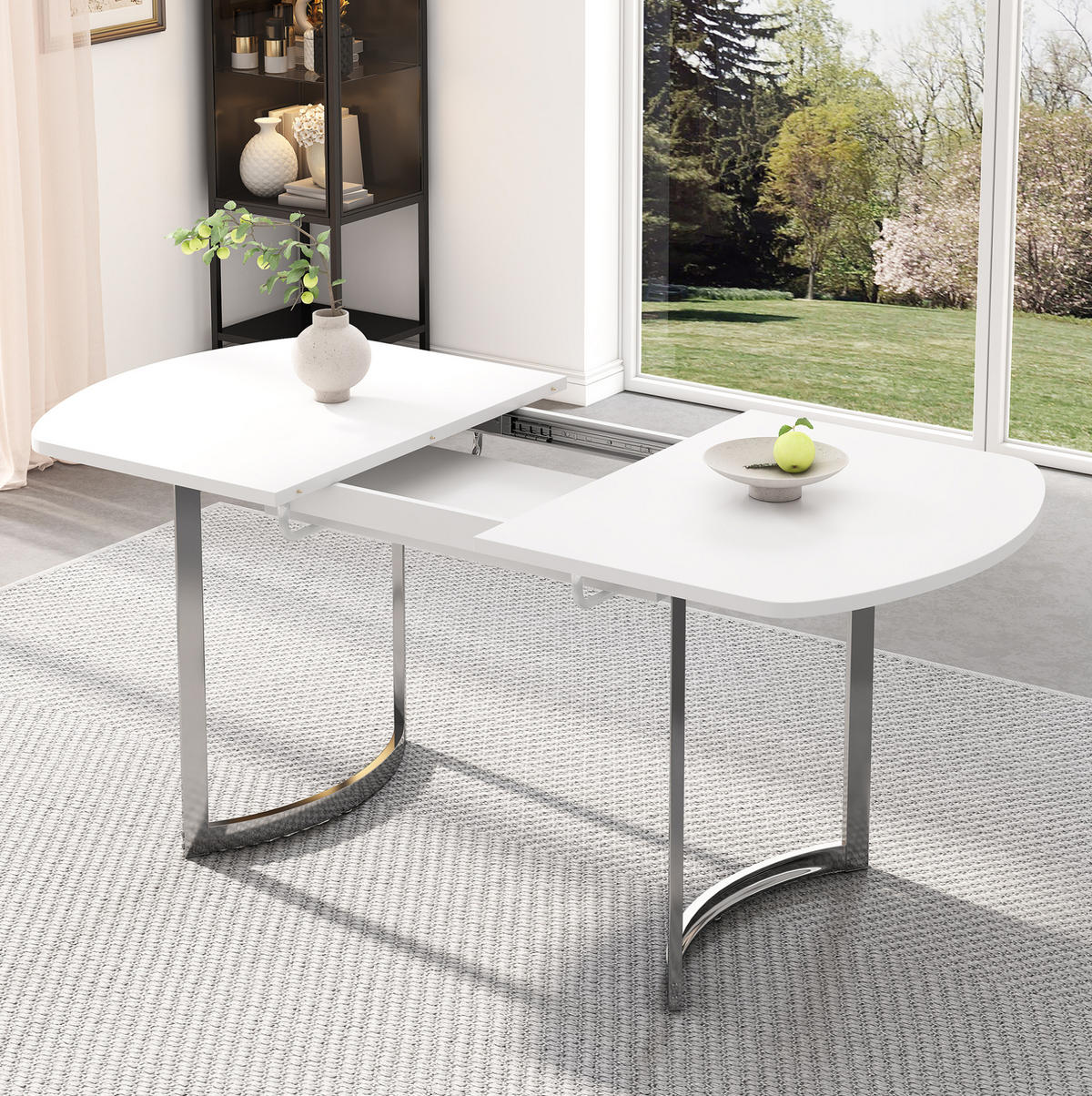 JEDILNA miza 140/180 x 80 cm raztegljiva, klasičen dizajn, srebrne kovinske noge, Bela - bela, leseni material (180/80/75.5cm) - Redom
