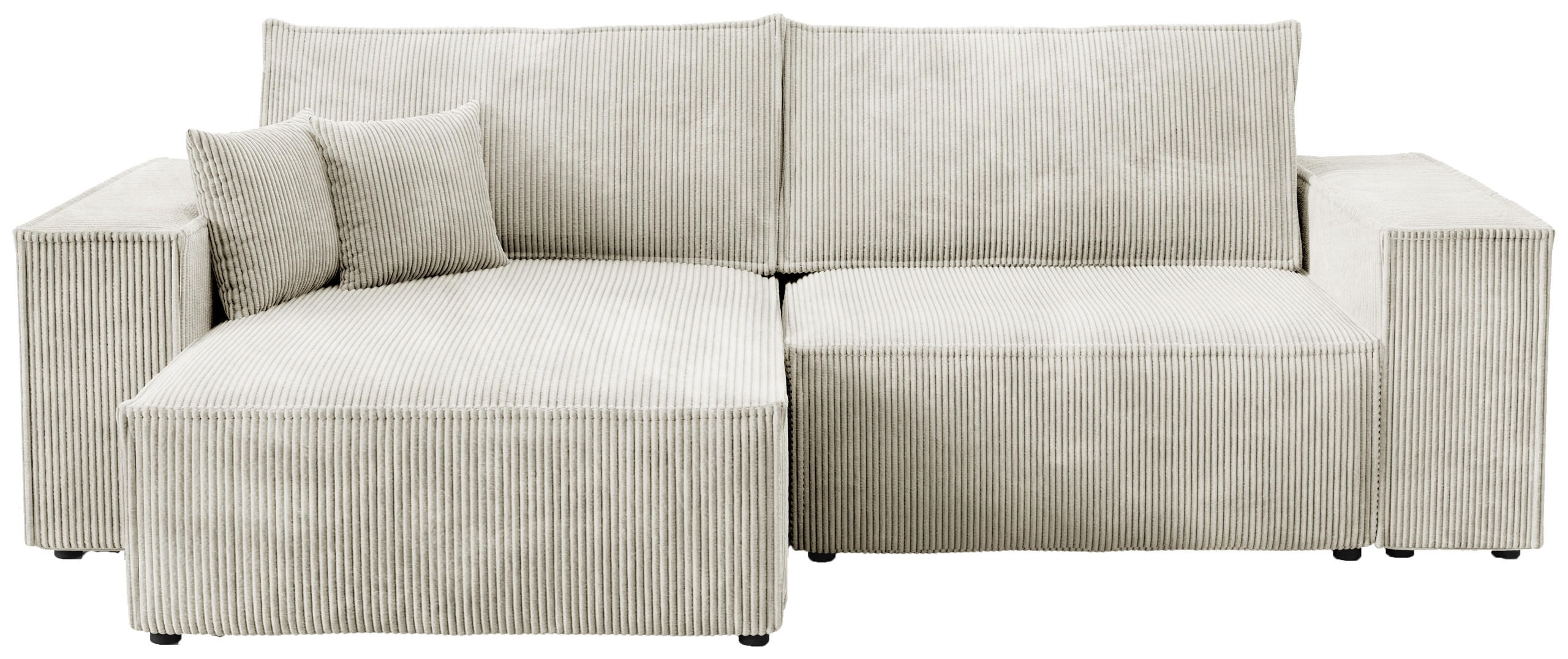 ECKSOFA Pedro mit Schlaffunktion Weiß Cord - Weiß, Textil (255/153cm) - Bromarkt