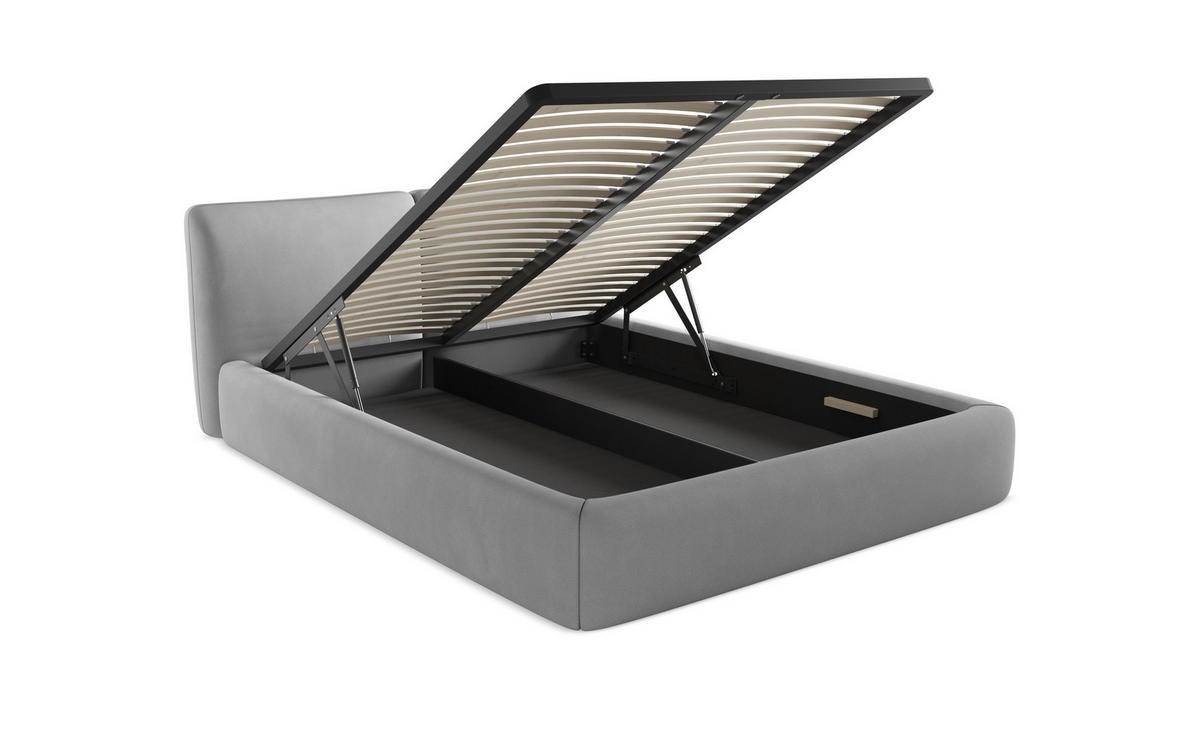 POLSTERBETT mit Bettkasten und Lattenrost 210x215 Grün - Dunkelgrün/Schwarz, Kunststoff/Textil (160/200cm) - Makamii