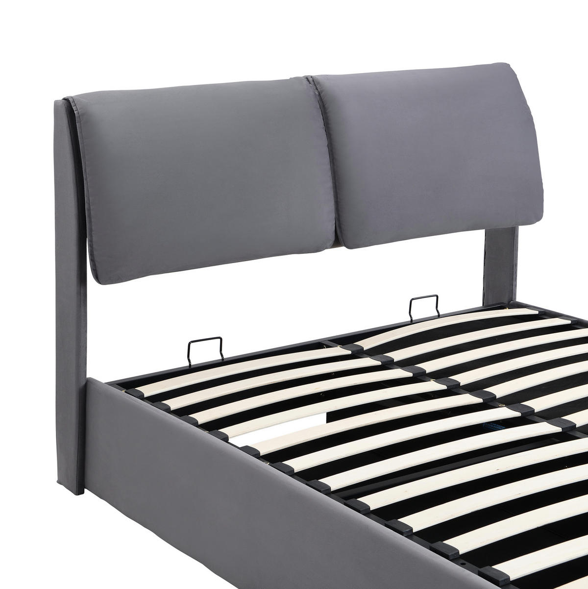 POLSTERBETT 140/200 cm grau aus Samt mit Bettkasten und 3 Schubladen - Grau, Holzwerkstoff (140/200cm) - OKWISH