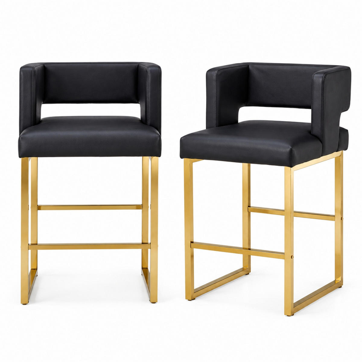 BARHOCKER 91,4 cm Schwarz mit goldfarbenen Metallbeinen - Schwarz, Metall (53.3/91.4/48cm) - MIVRAY