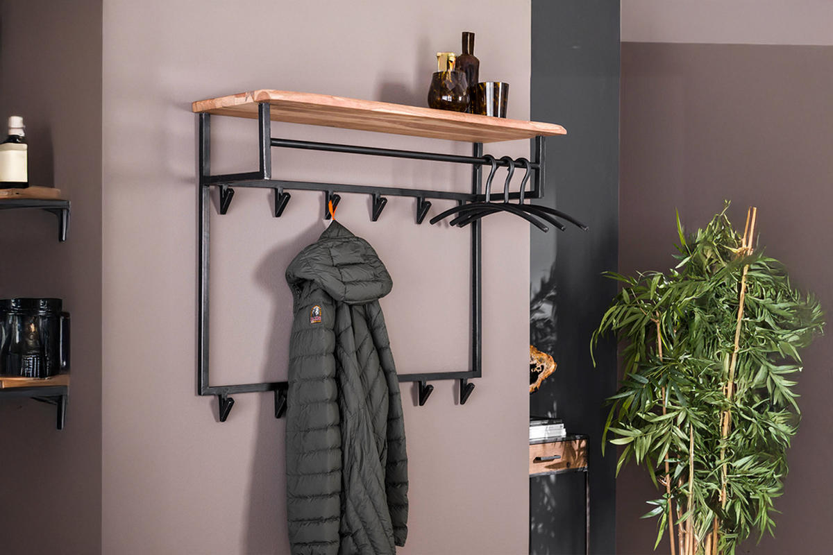 GARDEROBE NEREA Schwarz Akazie - Schwarz, Metall (100/80/33cm) - KAWOLA