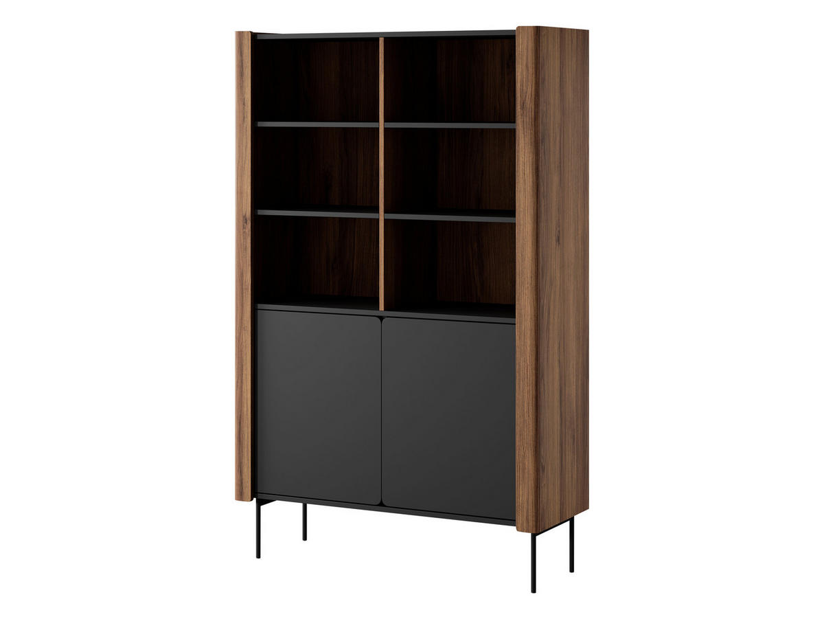 STANDREGAL Wrap R105 - Nussbaumfarben/Schwarz, Holzwerkstoff/Metall (105/167/40cm) - MIRJAN24