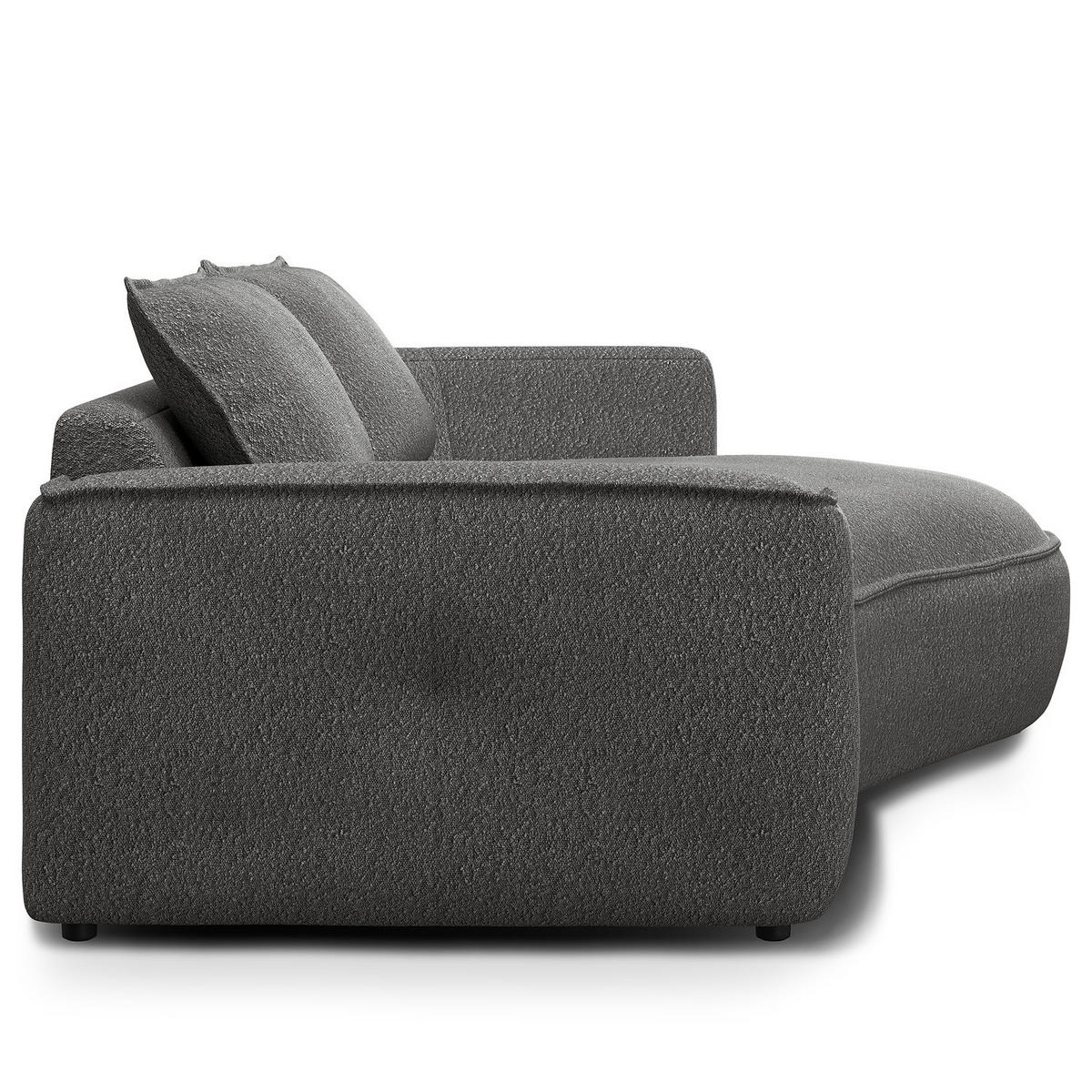 2,5-SITZER SOFA - Schwarz/Grau, Kunststoff/Textil (217/82/146cm) - home24