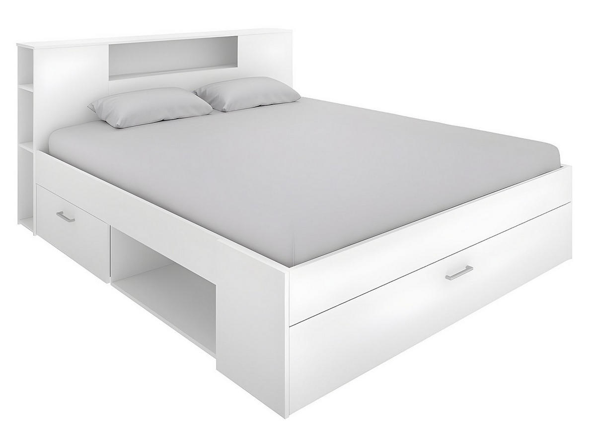 BETTRAHMEN - 2 -Sitzer - Holzspan - weiß - LEANDRE - Weiß, Holz (169.5/228.5cm) - Vente-Unique