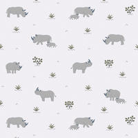 VLIESTAPETE Tanzania, Nashorn 50 cm x 10 m, grau - Grau, Papier (50/1000cm) - Lilipinso