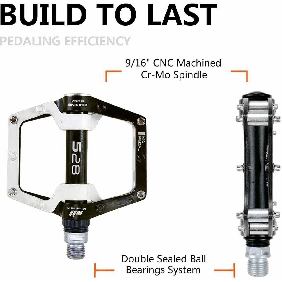 FAHRRADPEDALE Mountainbike-Pedale Aluminium-Legierung 9/16" Sealed Bearing Anti-Rutsch Weiß - Weiß, Metall (8.9/1.5/10.2cm)