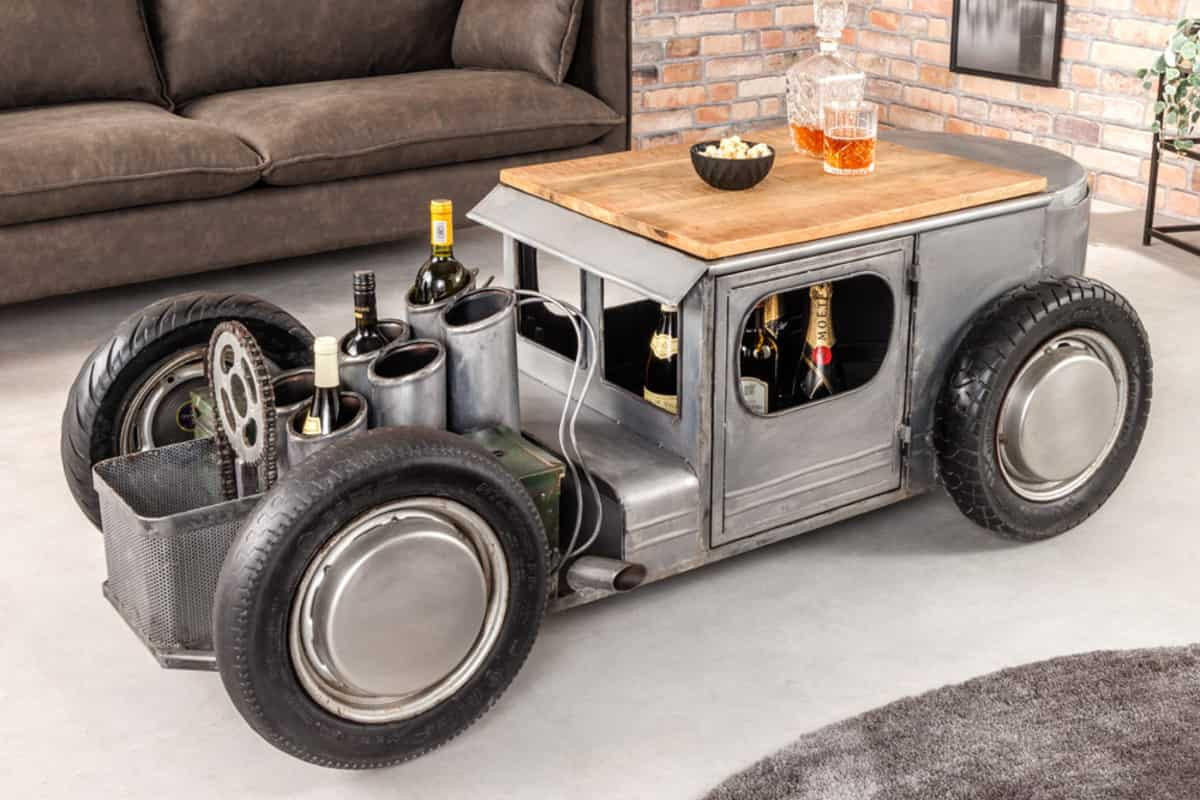 COUCHTISCH HOT ROD Mango Natur 165 cm - Silberfarben/Grau, Holz/Metall (73/165/56cm) - riess-ambiente