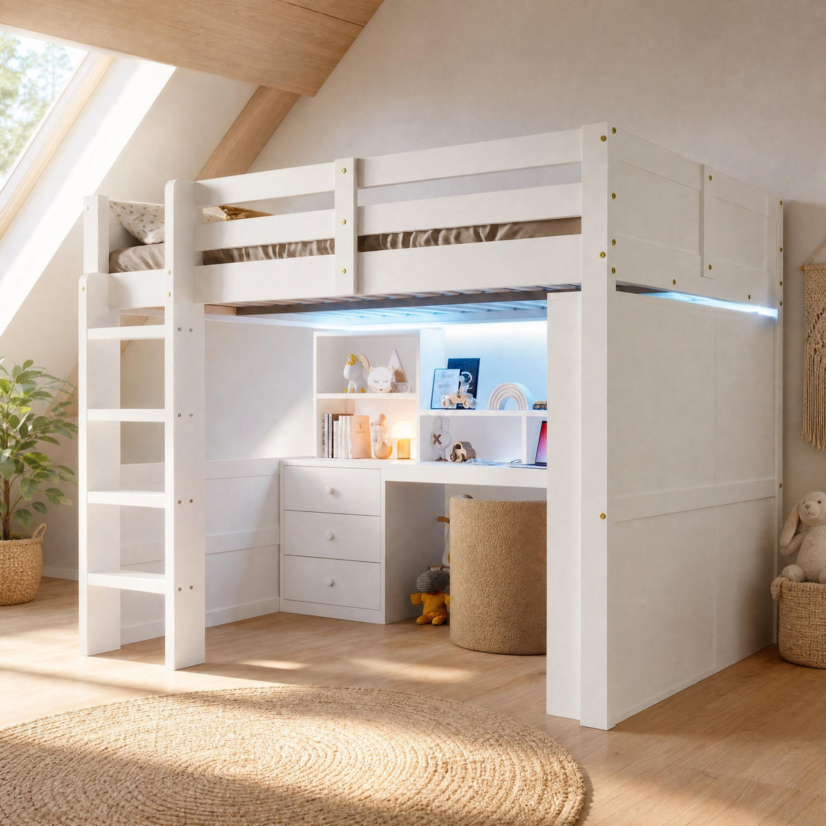 HOCHBETT 140/200 cm aus Kiefernholz mit LED, Weiß - Weiß, Holz (140/200cm) - OKMYHOME
