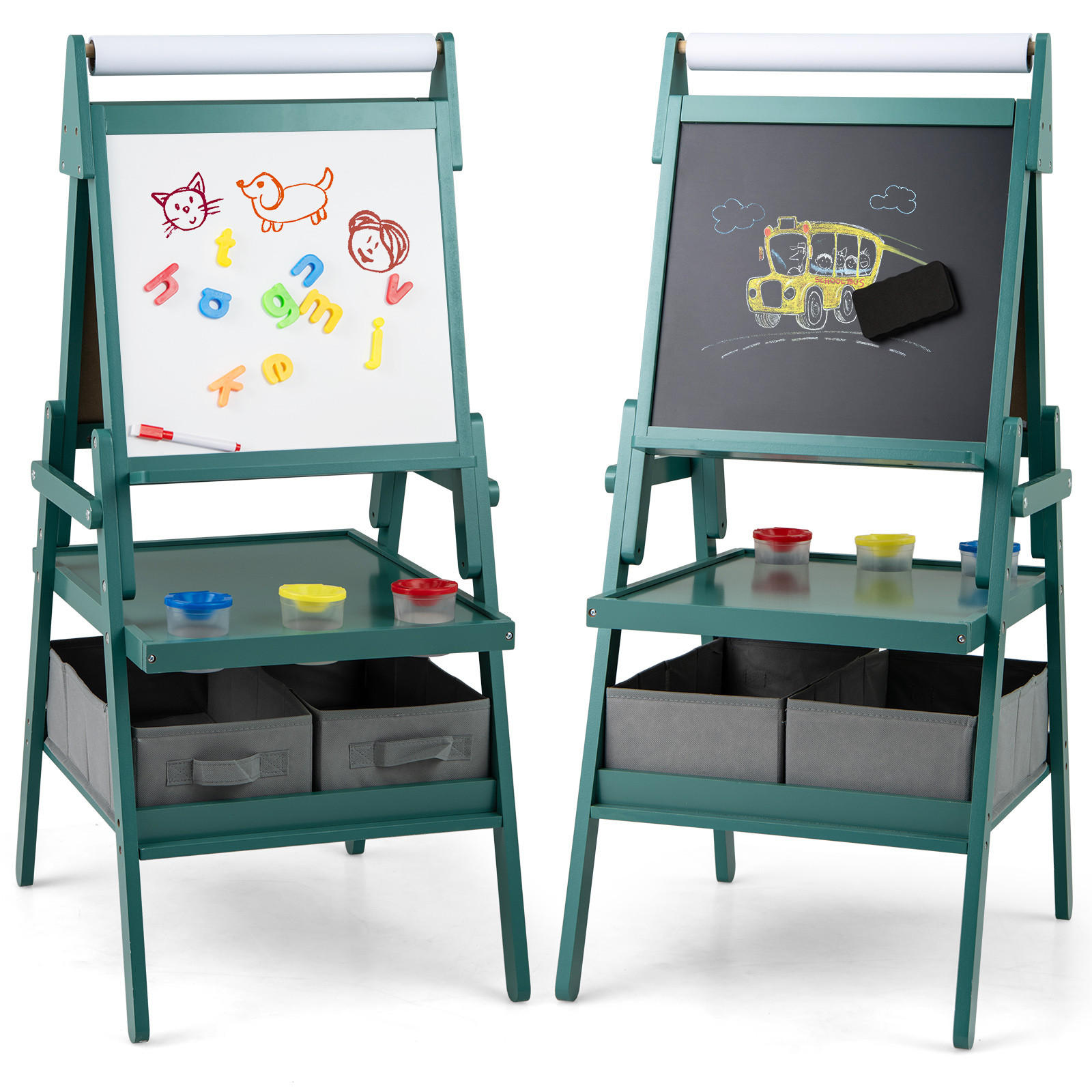 Costway Kinderstaffelei Grün 54x101.5x46 cm