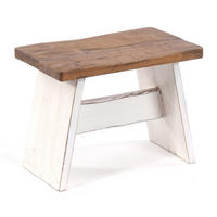 HOCKER SCHEMEL 40 Mahagoni Massivholz 06 weiß-landhaus - Weiß, Holz (40/31/25cm) - DESIGN DELIGHTS