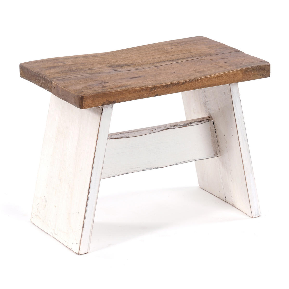 HOCKER SCHEMEL 40 Mahagoni Massivholz 06 weiß-landhaus - Weiß, Holz (40/31/25cm) - DESIGN DELIGHTS