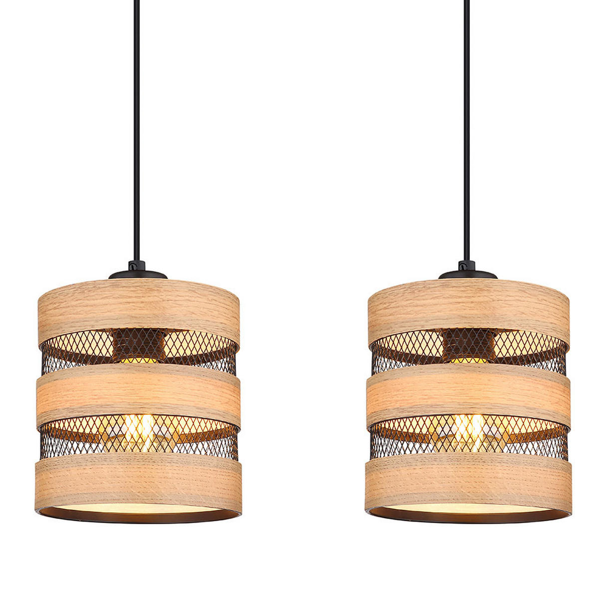 LED HÄNGELEUCHTE SOENI Braun Holz Metall - Braun, Metall (75/18/120cm) - Globo Lighting