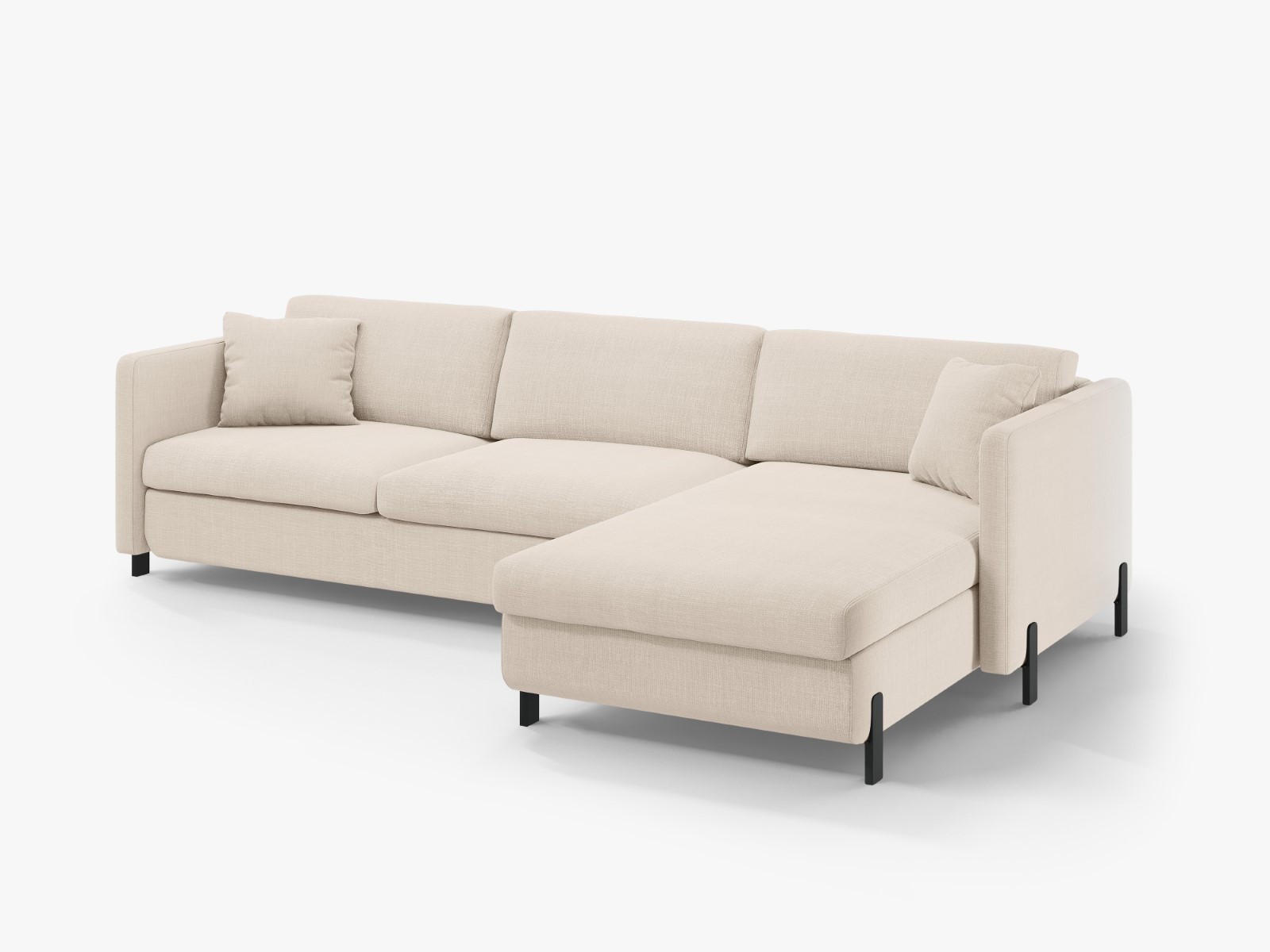 ECKSOFA ausklappbar rechts mit Container Gloria aus strukturiertem Stoff beige 4 Sitzplätze - Beige, Textil (170/260cm) - Micadoni