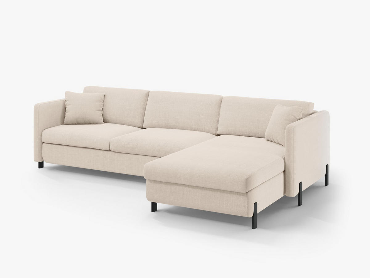 ECKSOFA ausklappbar rechts mit Container Gloria aus strukturiertem Stoff beige 4 Sitzplätze - Beige, Textil (170/260cm) - Micadoni