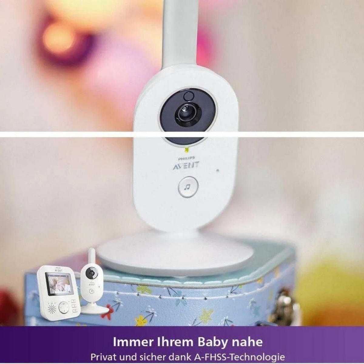 BABYPHONE Video Monitor 2,7 Zoll Nachtsicht 300 m Reichweite FHSS Technologie ECO Modus Weiß - Weiß, Kunststoff - Philips