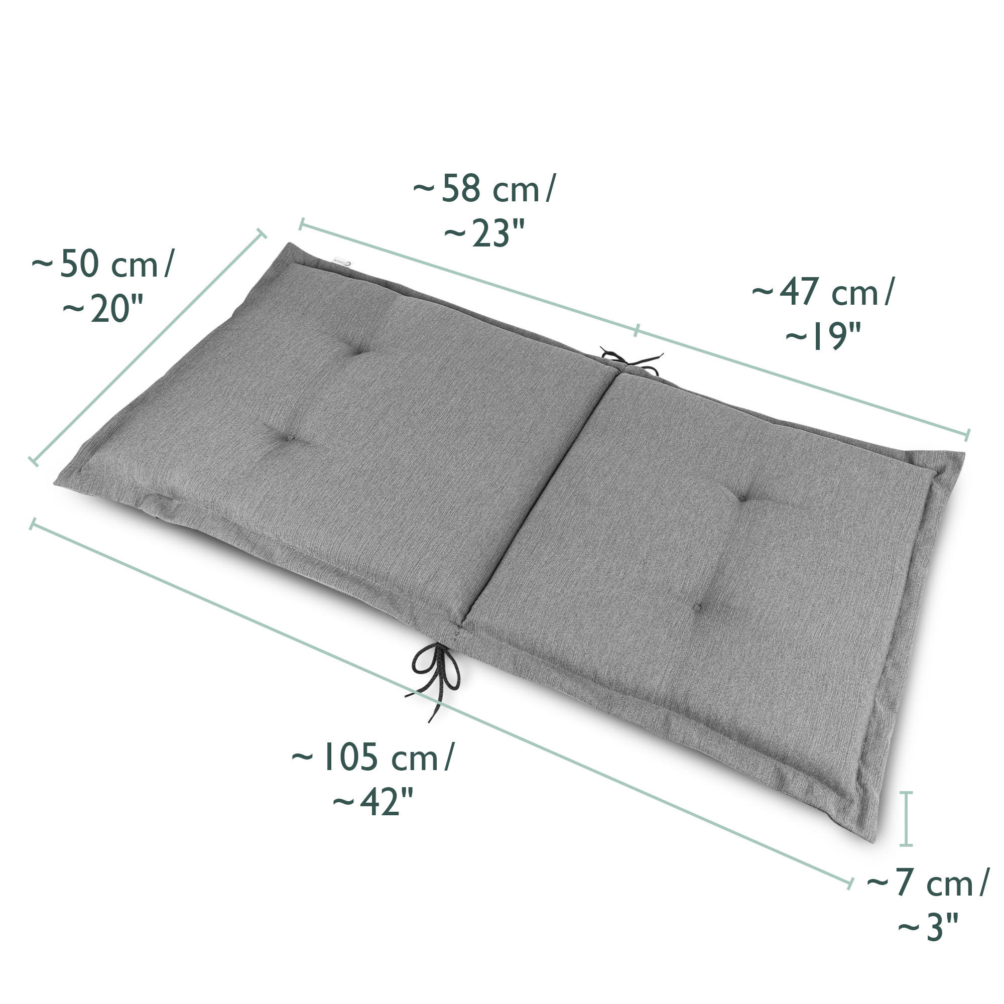 NIEDERLEHNERAUFLAGE HighLux NL 105/50/7cm Hellgrau - Hellgrau, Textil (50/7/105cm) - Beautissu 