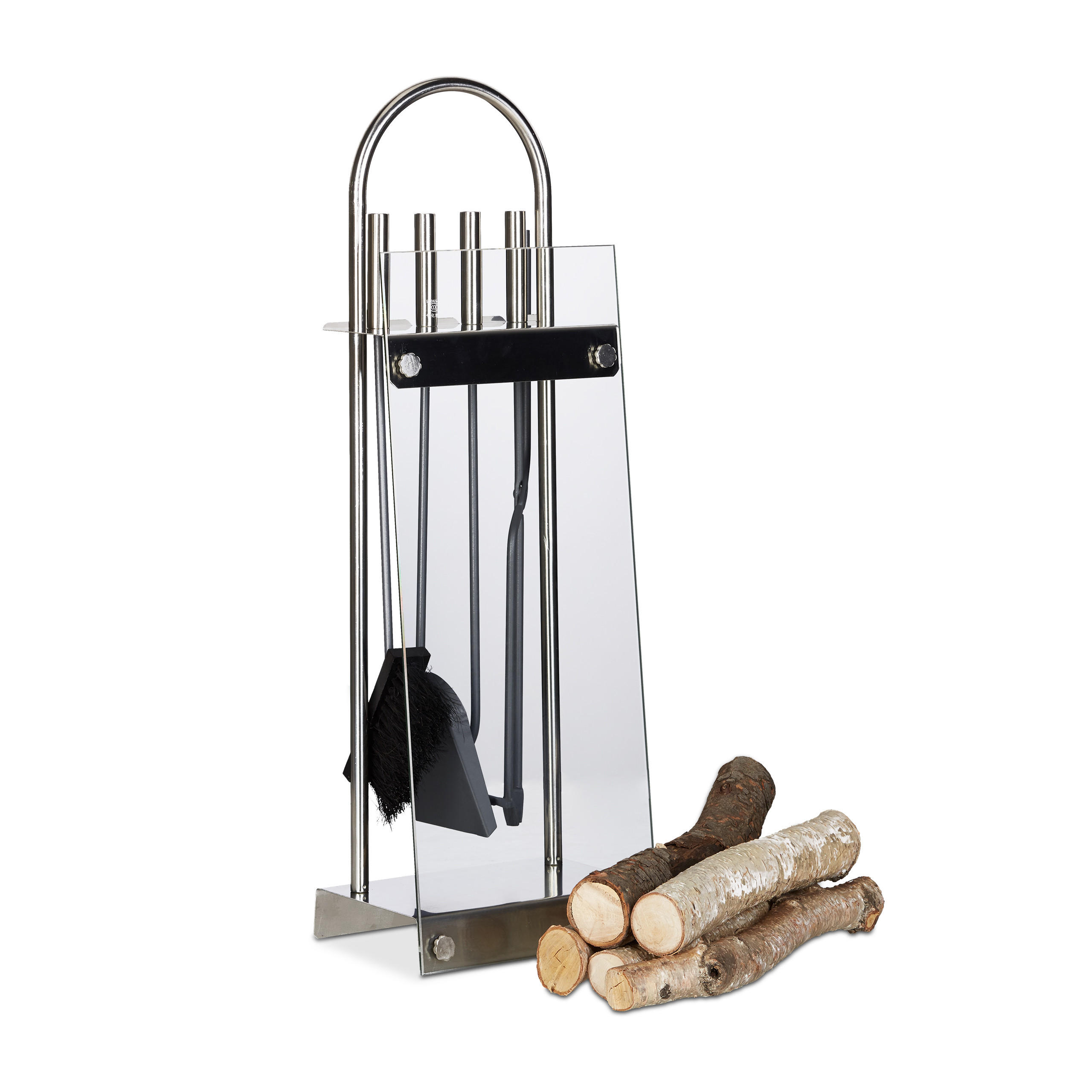 KAMINBESTECK - Multicolor, Glas/Metall (24.5/75/17cm) - Relaxdays
