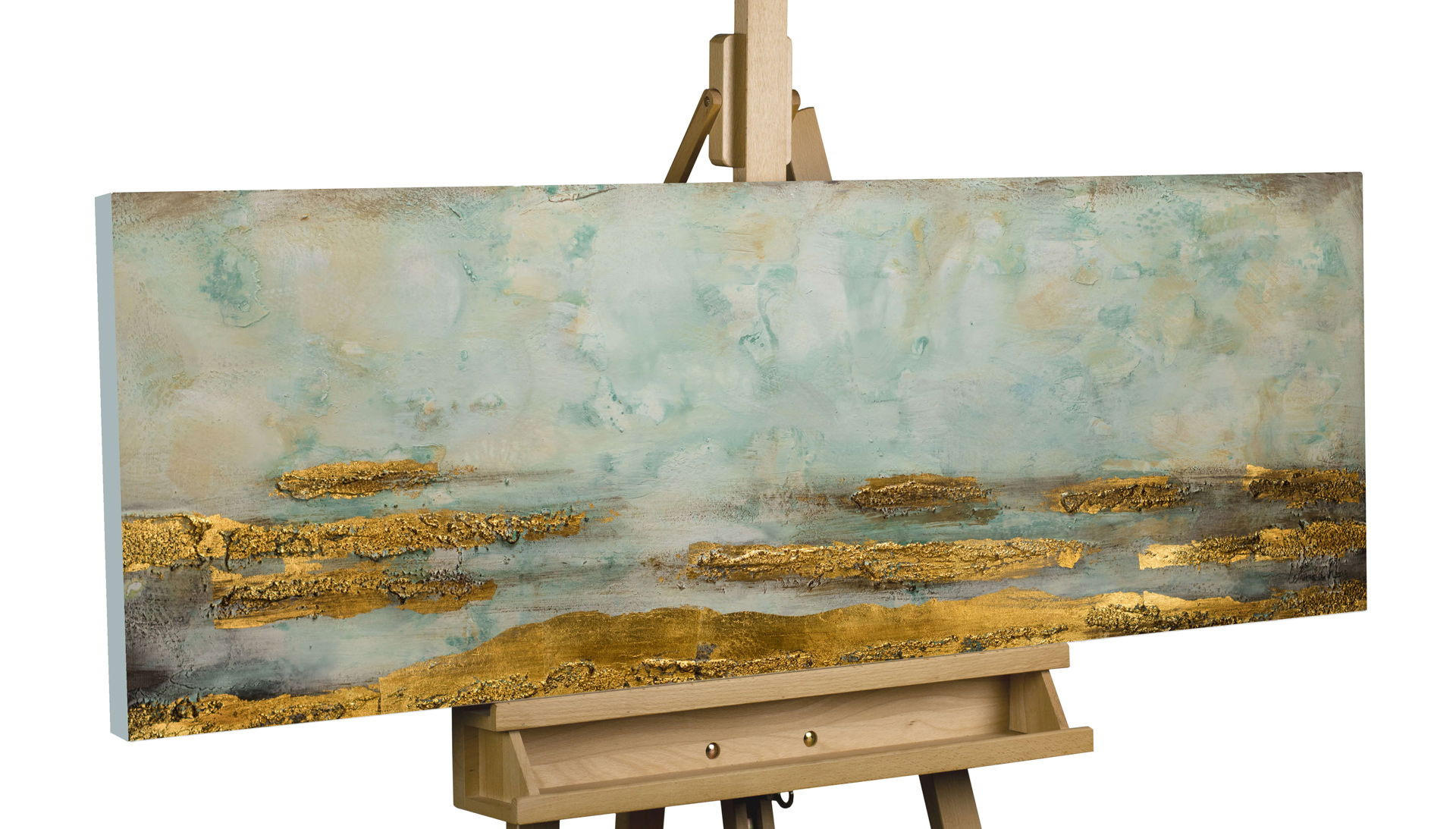 ACRYLBILD HANDGEMALT 120/40 cm - Blau, Holz/Textil (1.62/40cm) - KUNSTLOFT