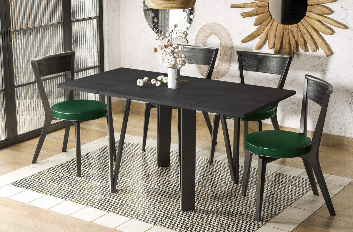 ESSTISCH Adeo ausziehbar bis 170 cm - Graphitfarben, Holzwerkstoff (80/80/76cm) - Endo-Moebel