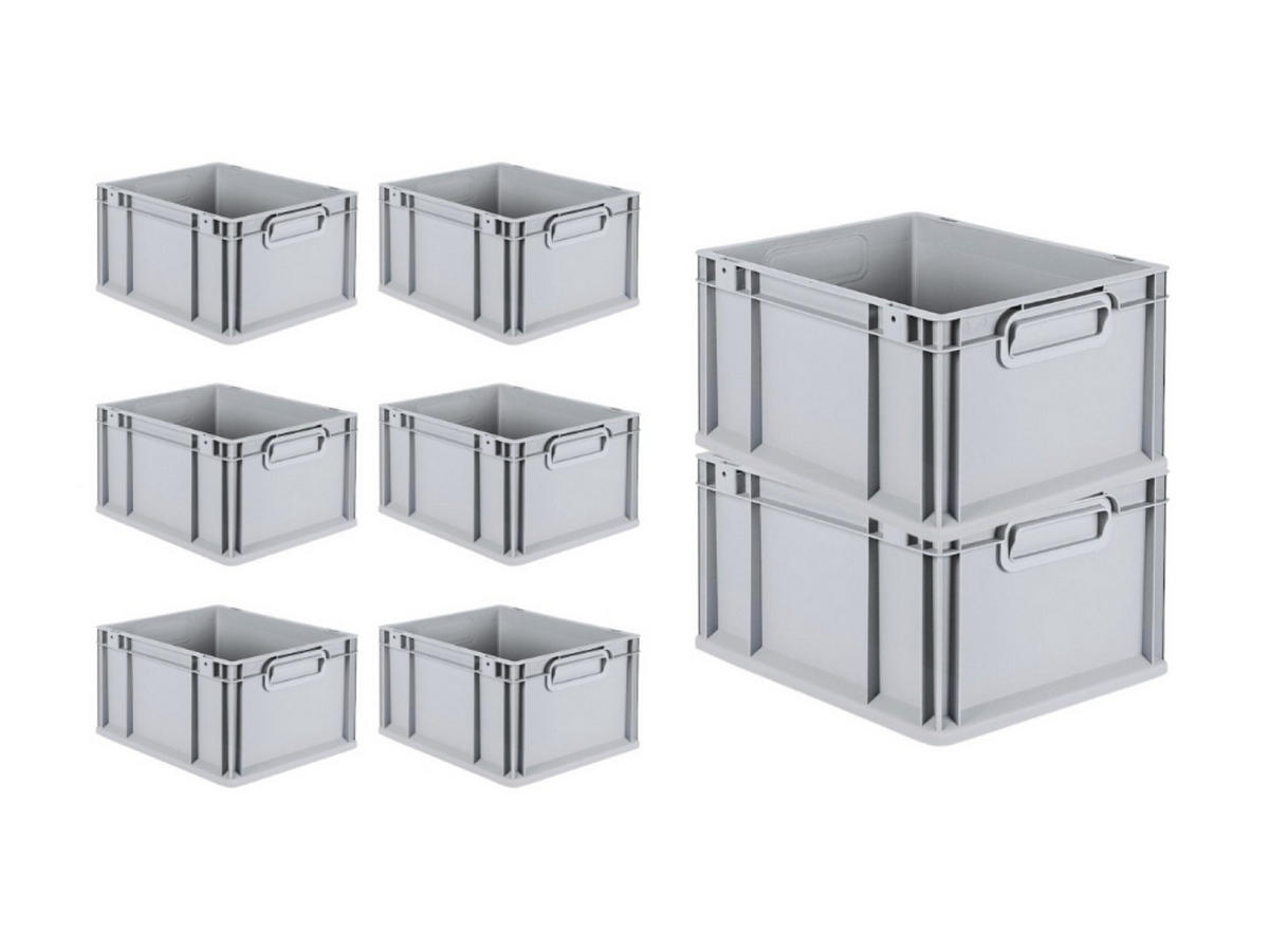 EUROBOX 8x Nextgen Economy Griffe Geschlossen 22x30x40cm 20 Liter - Grau, Kunststoff (30/22/40cm) - PROREGAL