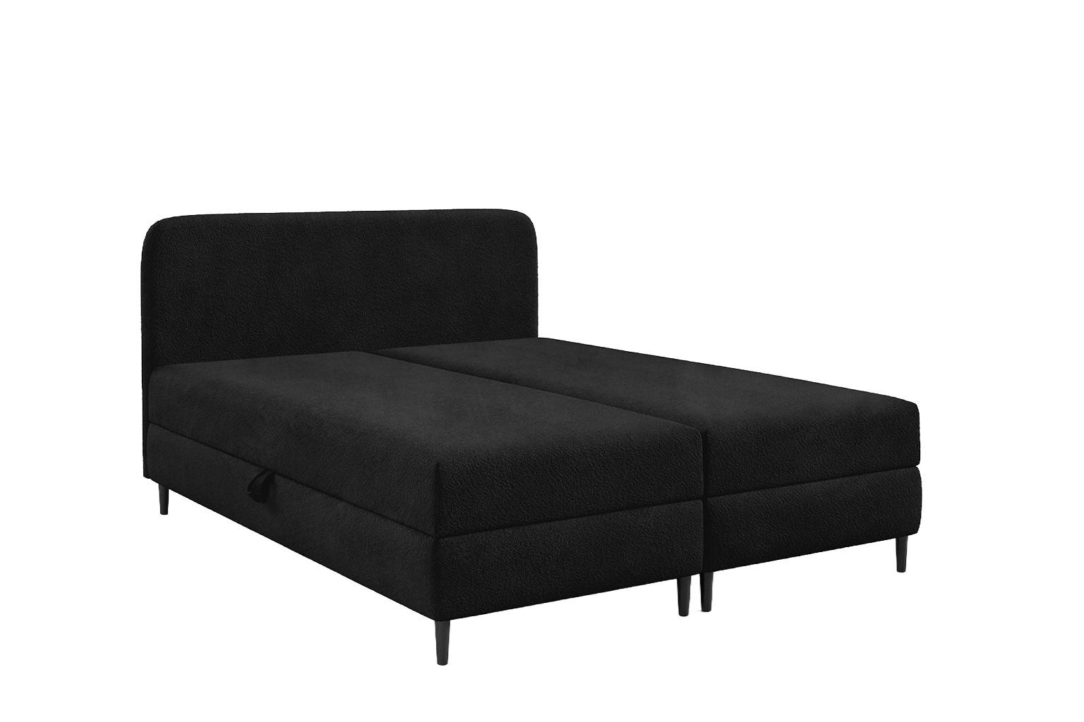 Kaiser Möbel KONTINENTÁLNÍ POSTEL se dvěma úložnými prostory, buklé tkanina Lambi, Černá, 120x200 cm, FUBU