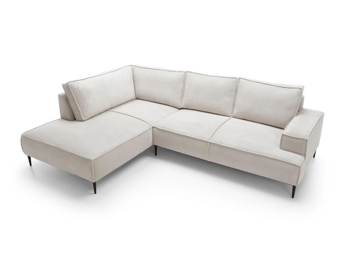 ECKSOFA DUNA Beige Kordstoff - Beige, Holz (275/195cm) - MASSENO