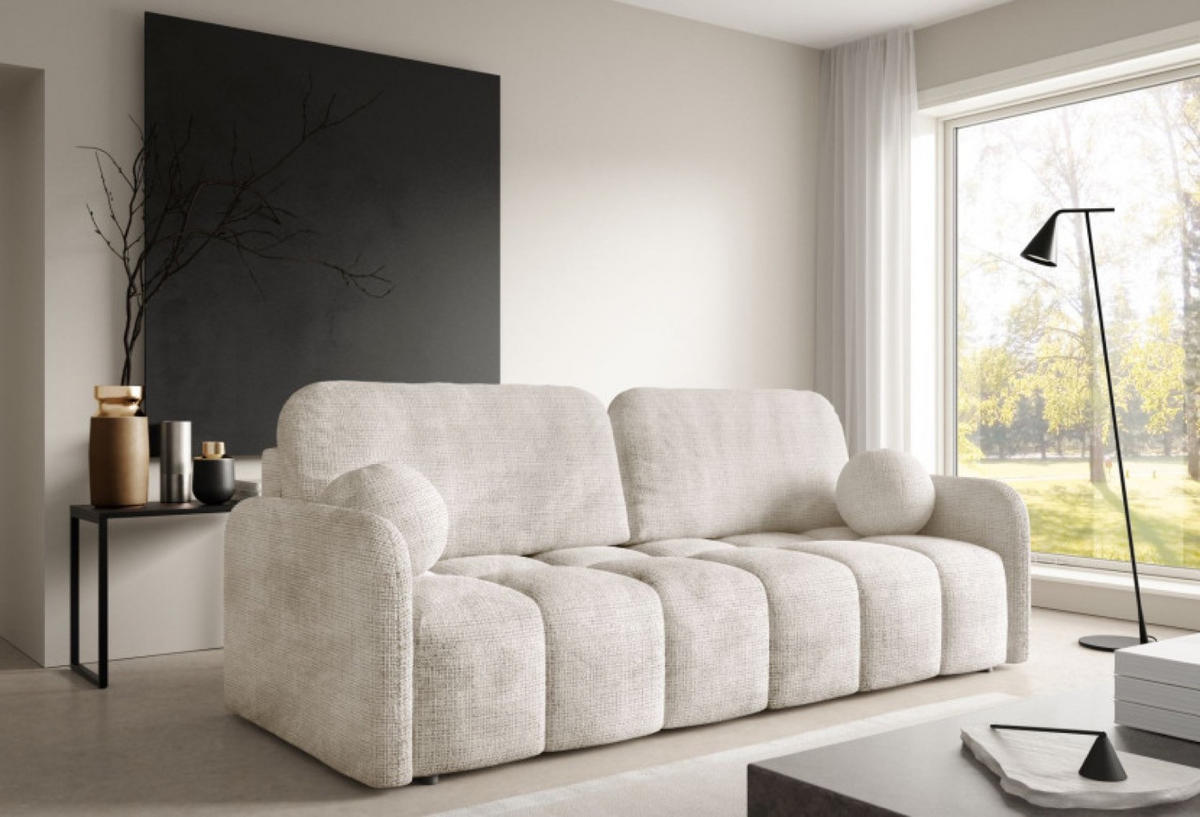 SOFA Cremona 14 KUBI Ausziehbar Mit Bequemem Sitz - Beige, Textil (218/90/88cm) - Sepro Meble