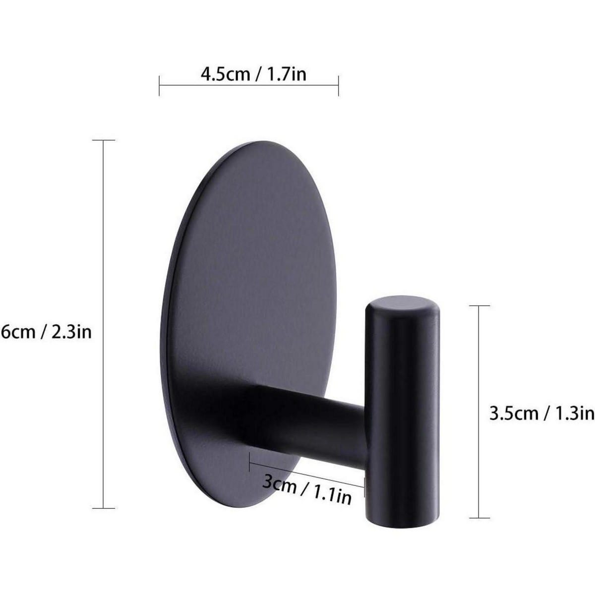 HAKEN 4-teiliges Set Selbstklebend Schwarz - Schwarz, Metall (7.8/5.4/10.8cm)