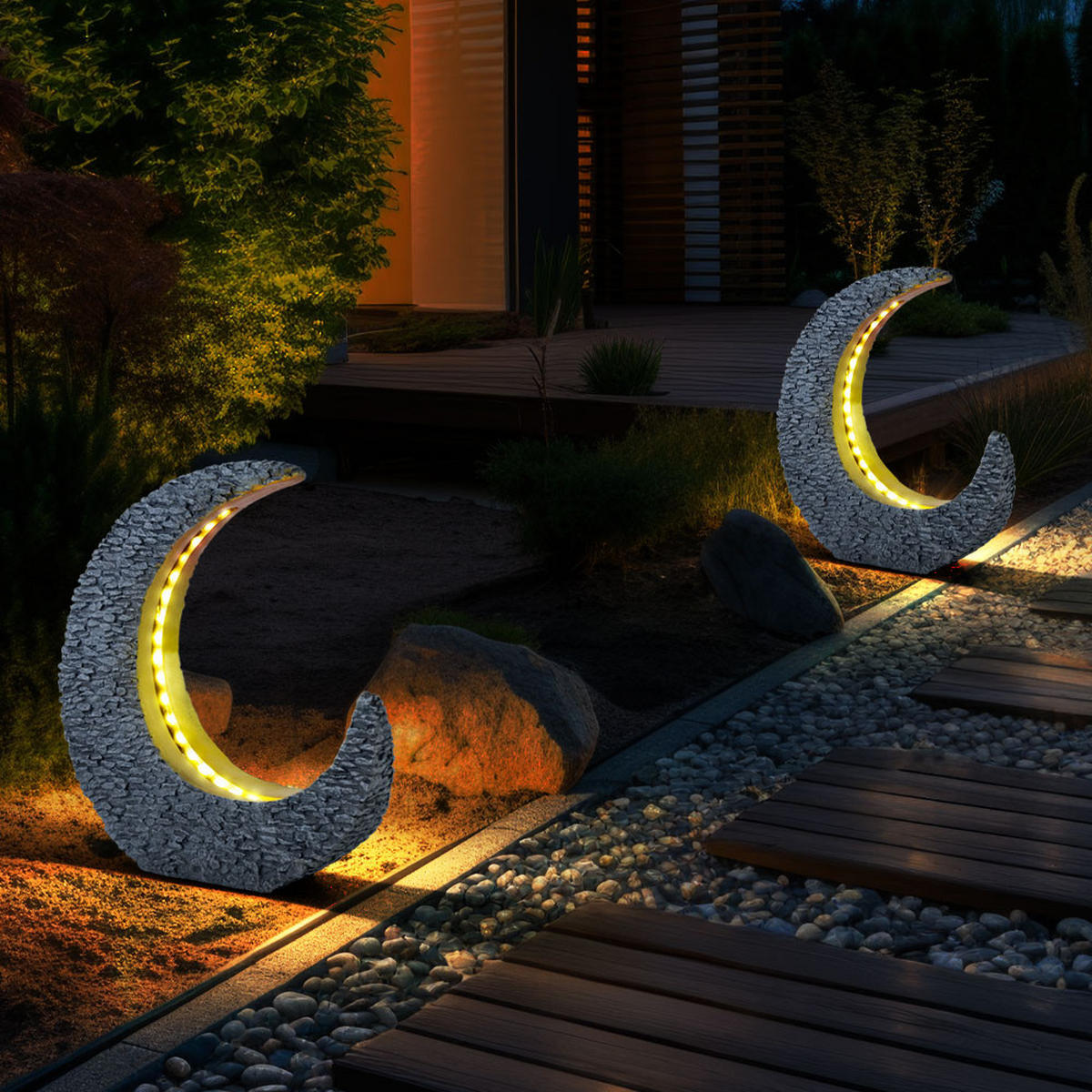 LED AUSSENLEUCHTE Solarleuchte steingrau gold - Grau, Kunststoff (28/9/31cm) - Globo Lighting