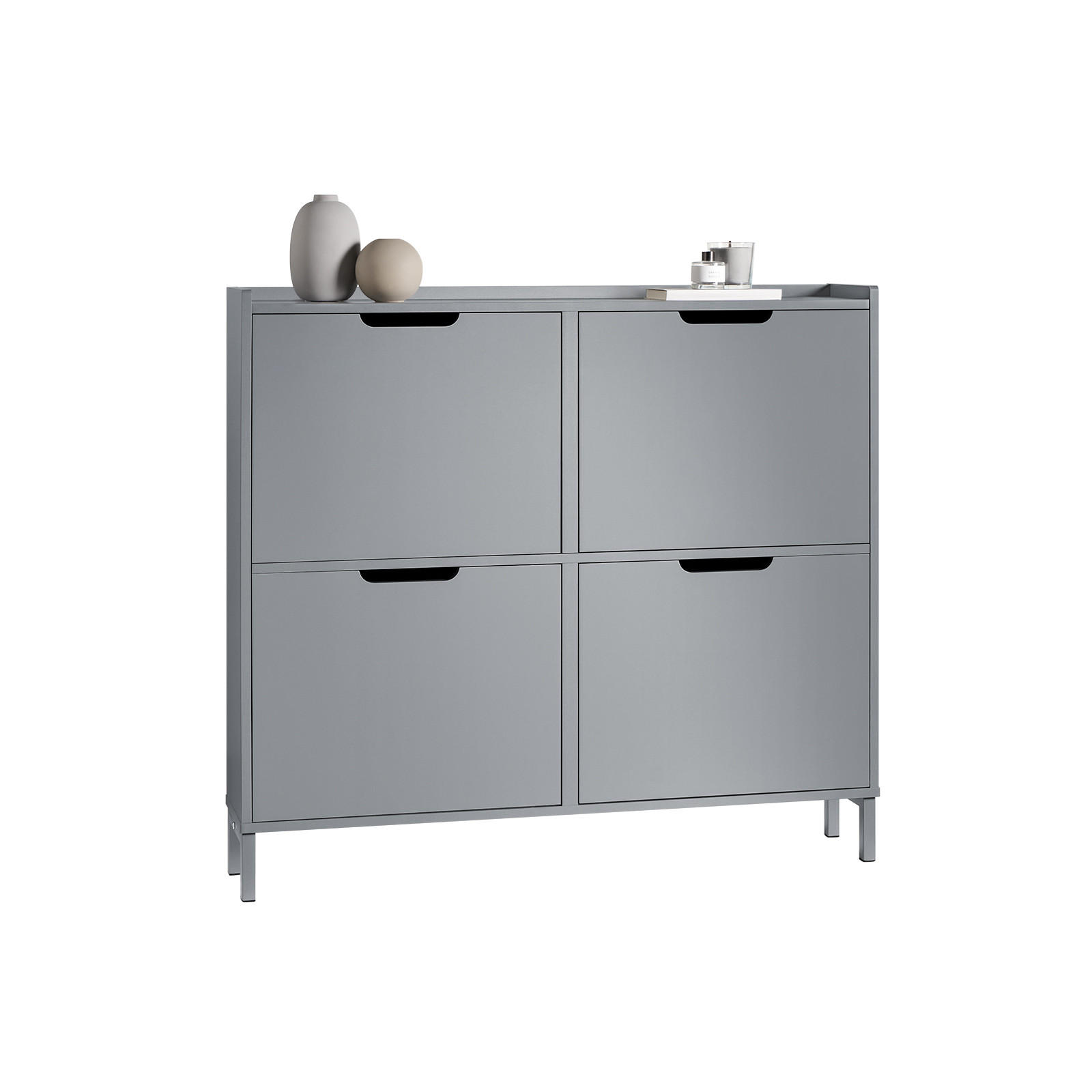 SCHUHSCHRANK Grau - Grau, Holzwerkstoff/Metall (100/91/19cm) - SoBuy