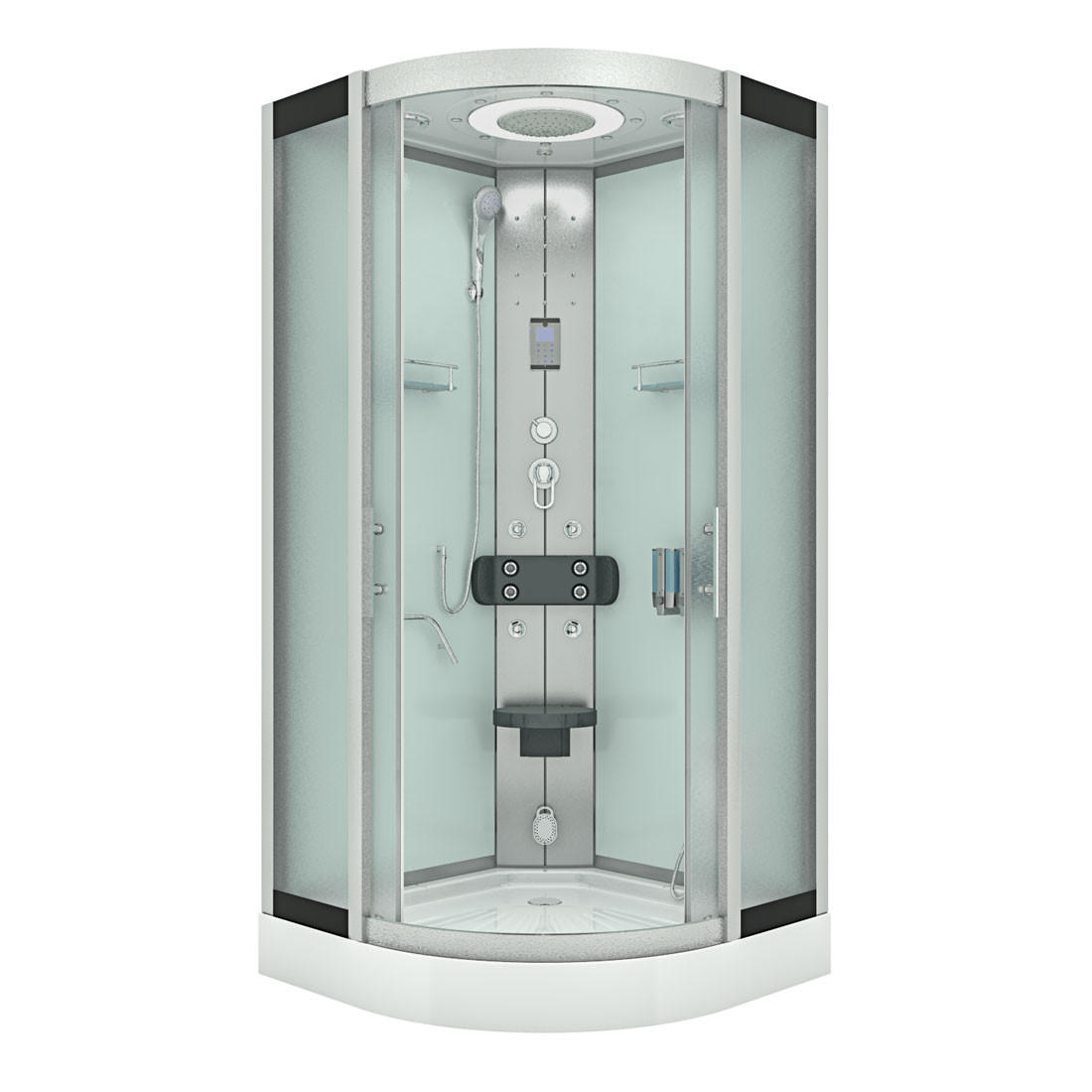 DAMPFDUSCHE Duschkabine D58-00M2-EC Weiß 80x80 - Weiß, Glas/Kunststoff (80/80/215cm) - AcquaVapore by Sandra Jentho